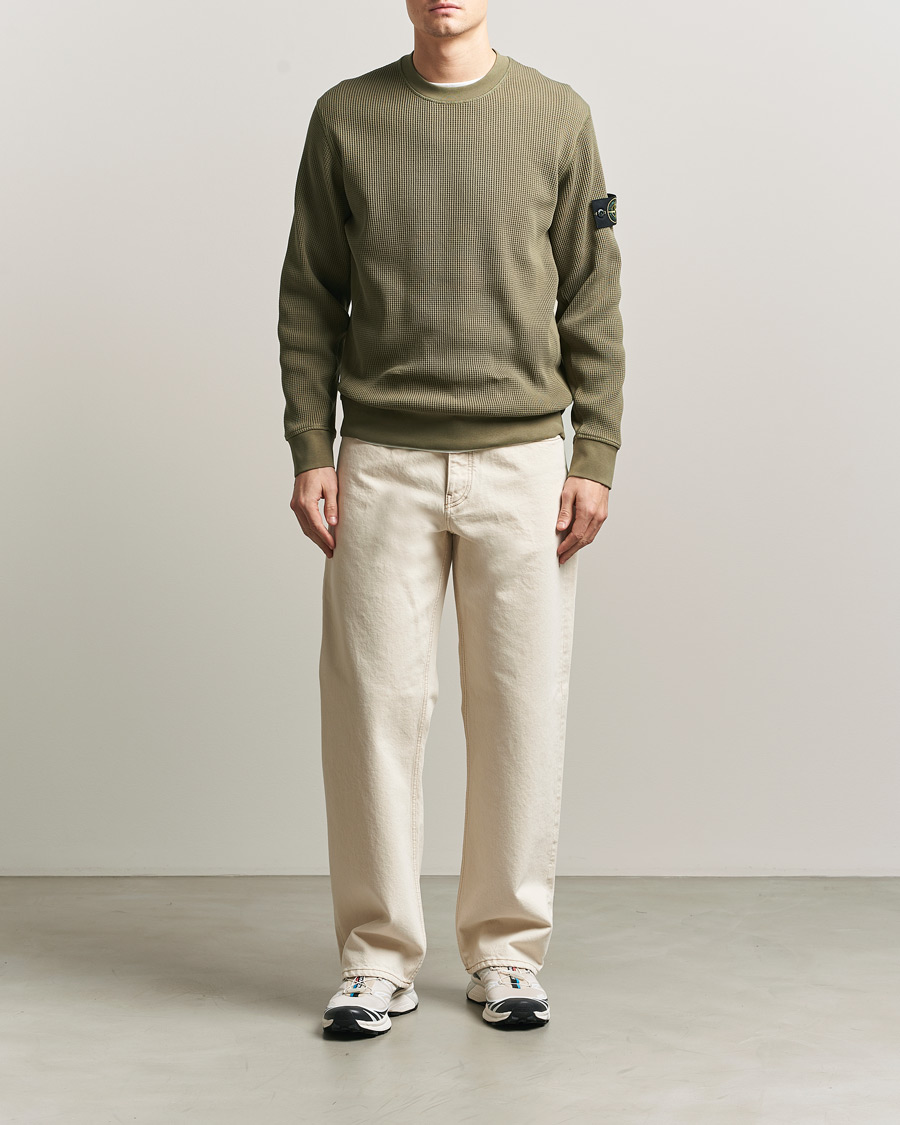 Heren | Truien | Stone Island | Organic Cotton Waffle Fleece Sweatshirt Military