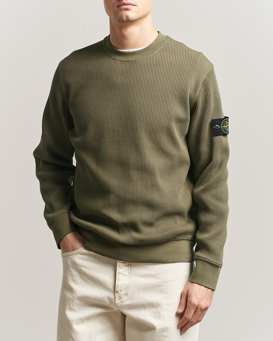 Heren | Truien | Stone Island | Organic Cotton Waffle Fleece Sweatshirt Military