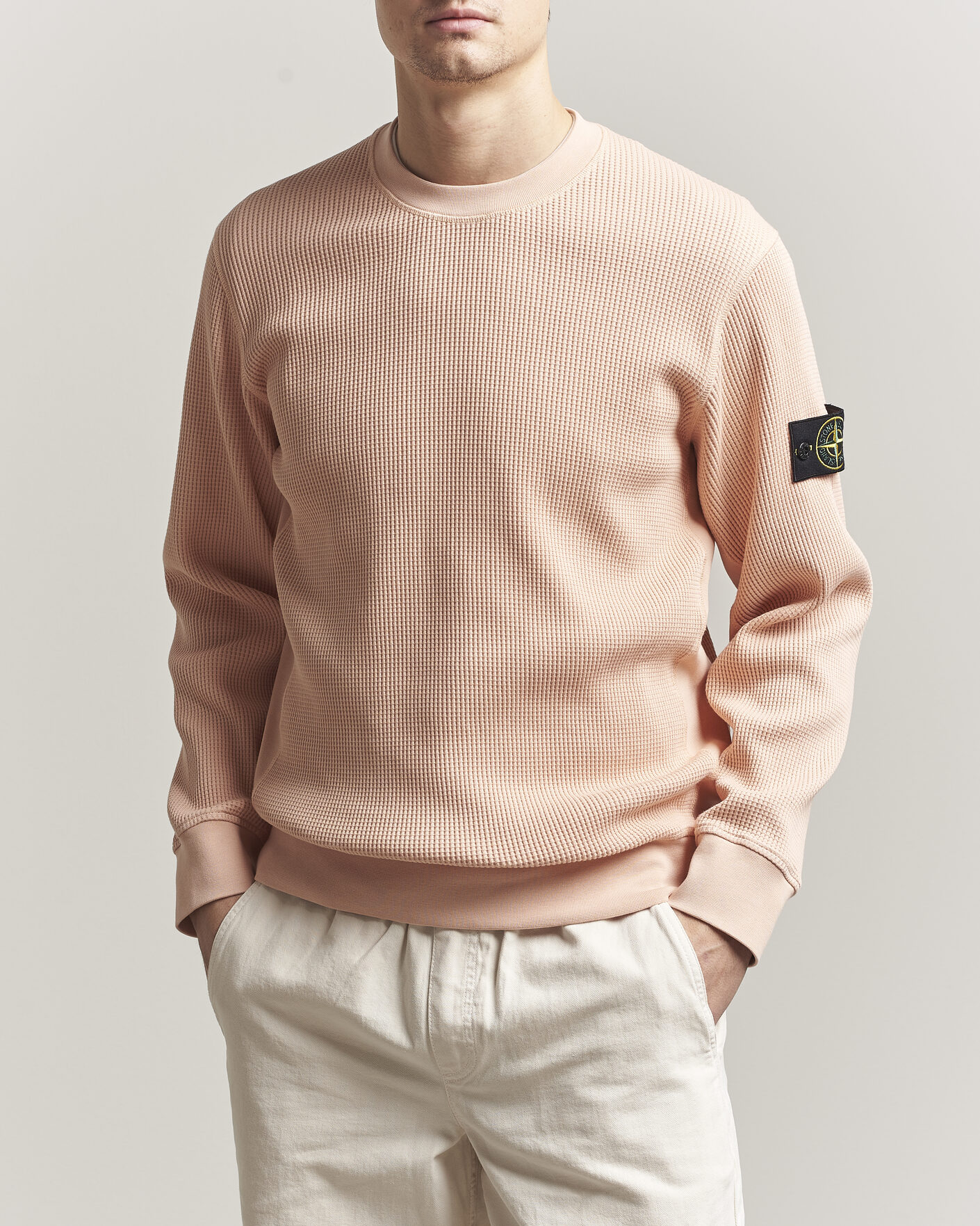 Heren | Truien | Stone Island | Organic Cotton Waffle Fleece Sweatshirt Plaster Pink