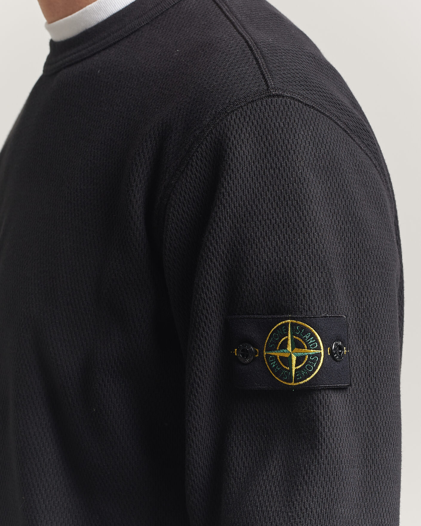 Heren | Truien | Stone Island | Mesh Stitch Organic Cotton Fleece Crewneck Black
