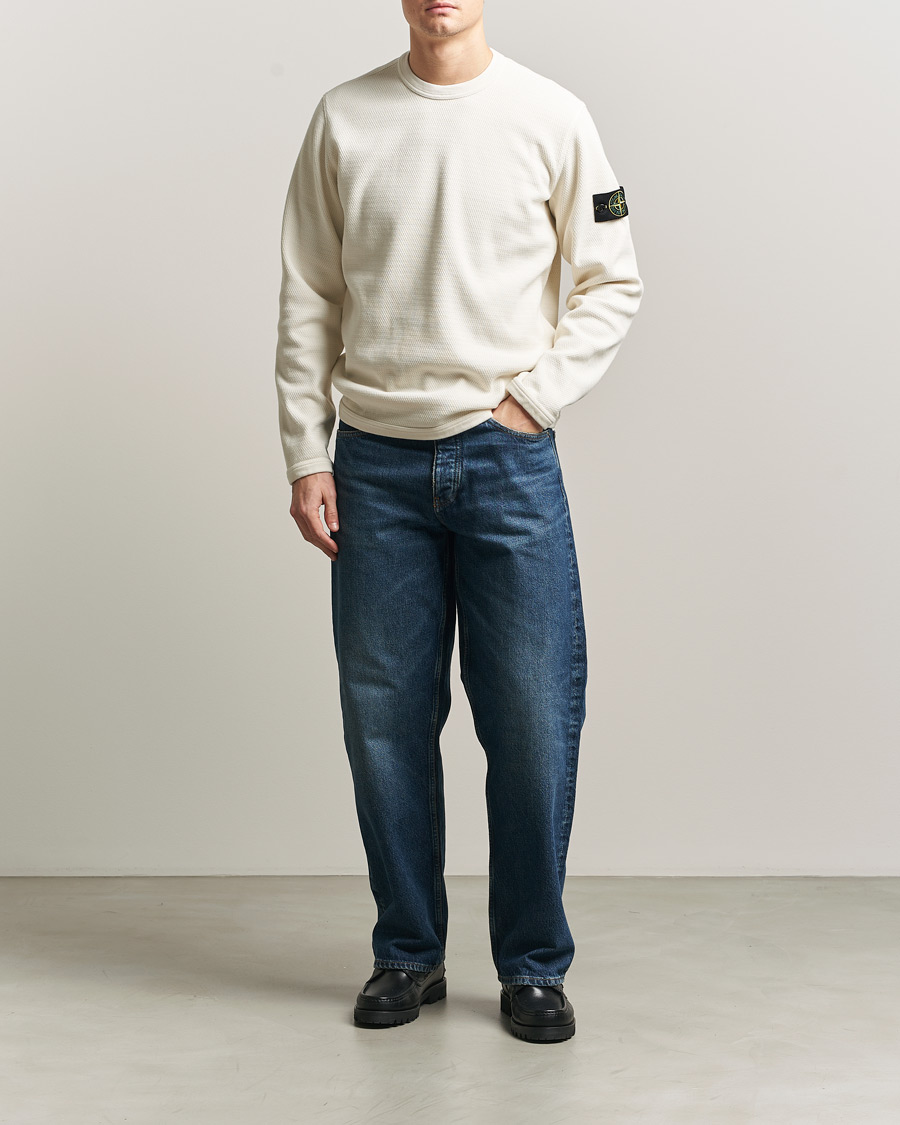 Heren | Truien | Stone Island | Mesh Stitch Organic Cotton Fleece Crewneck Ivory