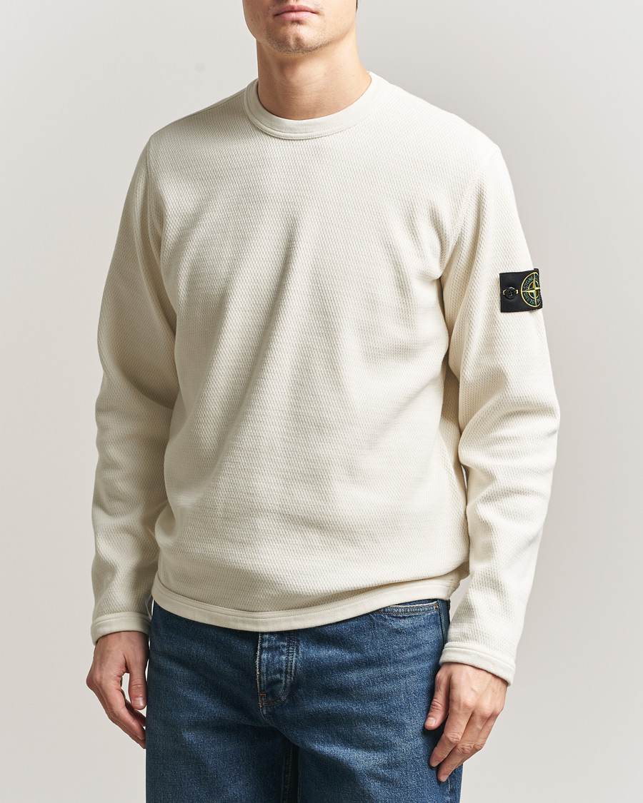 Heren | Truien | Stone Island | Mesh Stitch Organic Cotton Fleece Crewneck Ivory