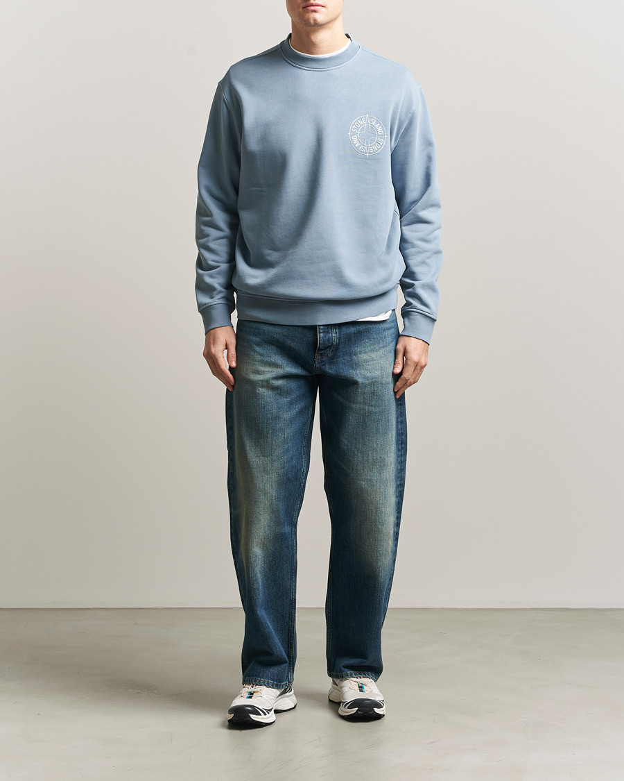 Heren | Truien | Stone Island | Cotton Fleece Printed Logo Sweatshirt Dark Blue