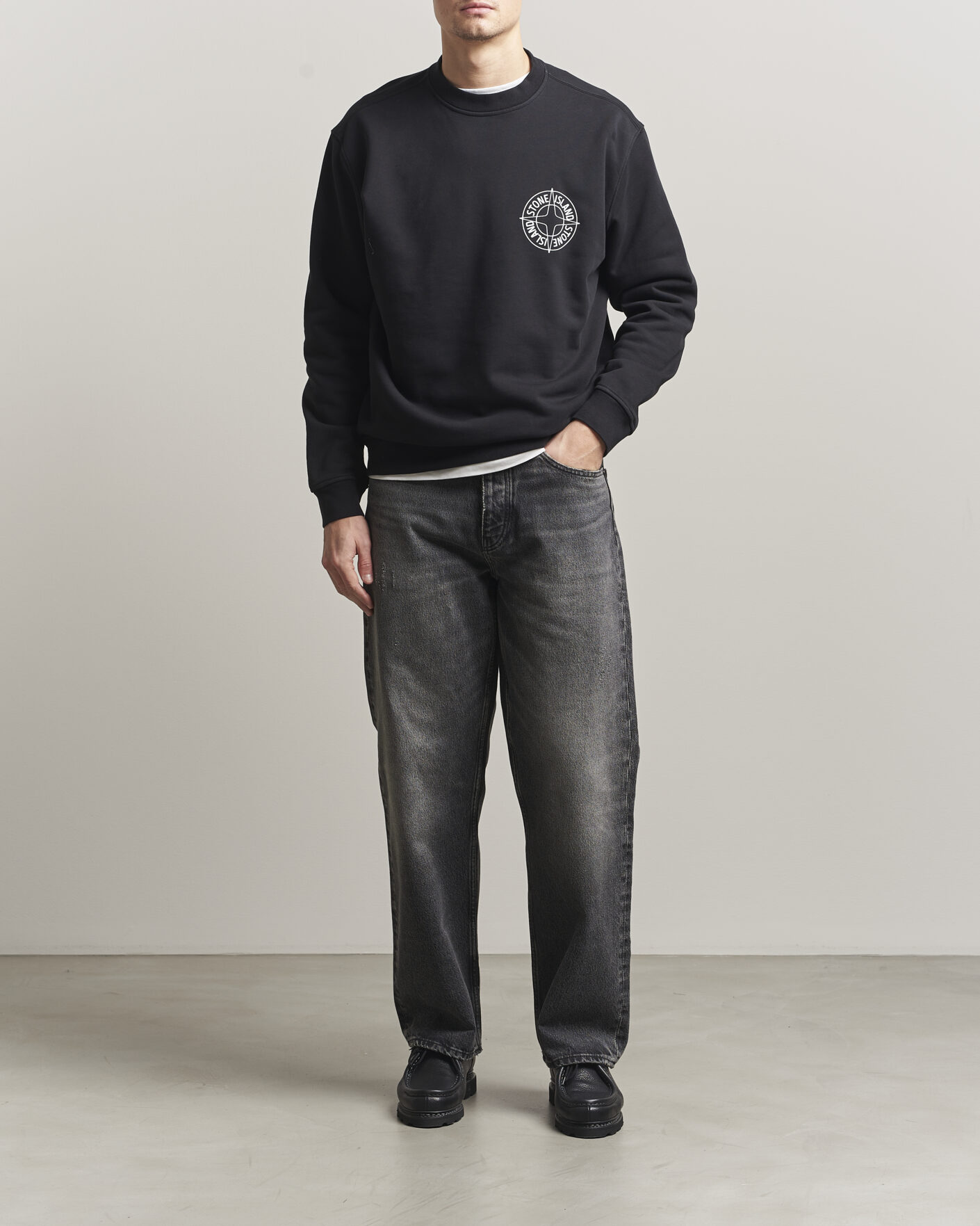 Heren | Truien | Stone Island | Cotton Fleece Printed Logo Sweatshirt Black