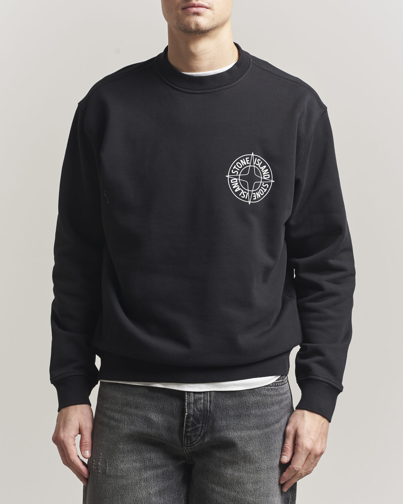 Heren | Truien | Stone Island | Cotton Fleece Printed Logo Sweatshirt Black