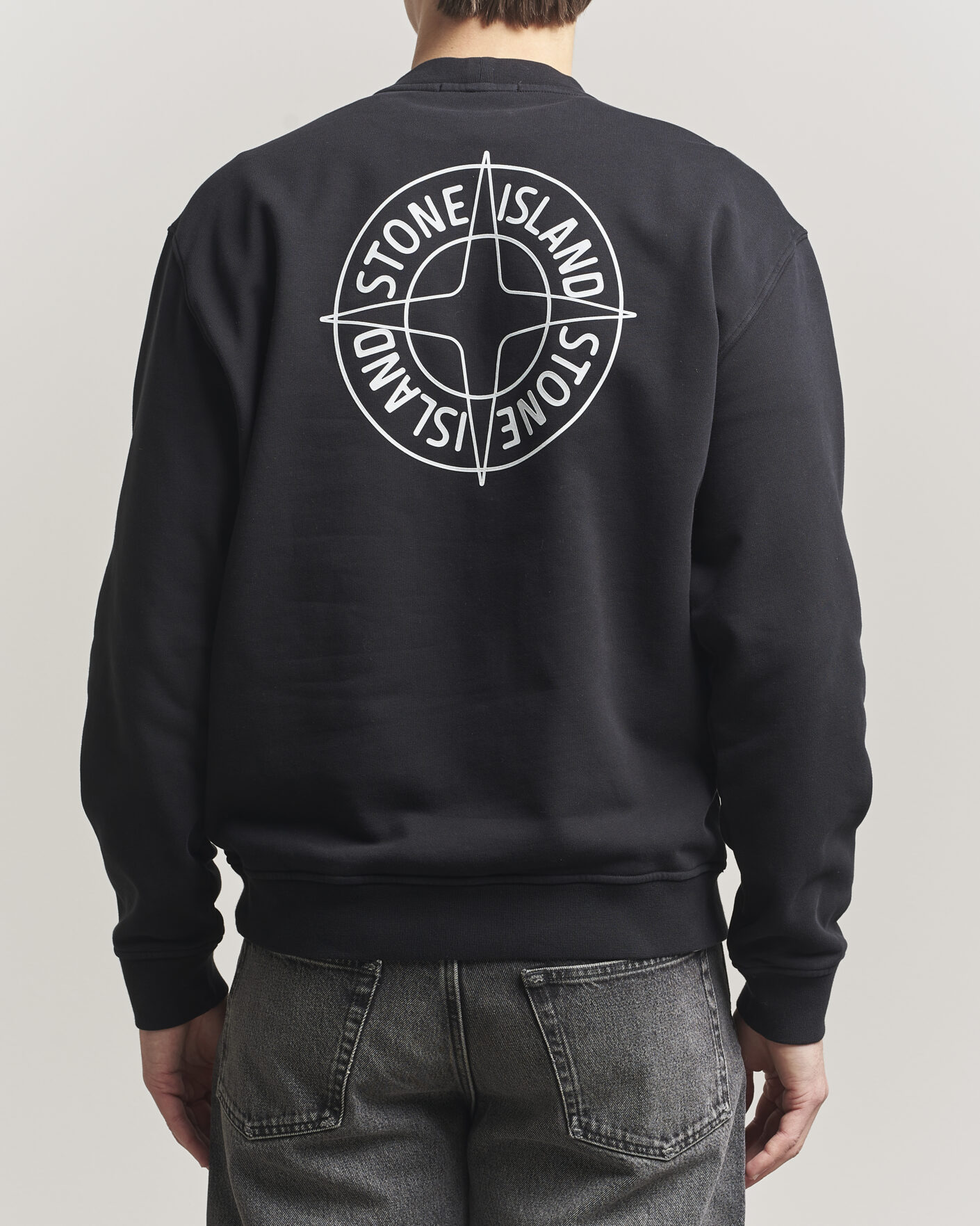 Heren | Truien | Stone Island | Cotton Fleece Printed Logo Sweatshirt Black