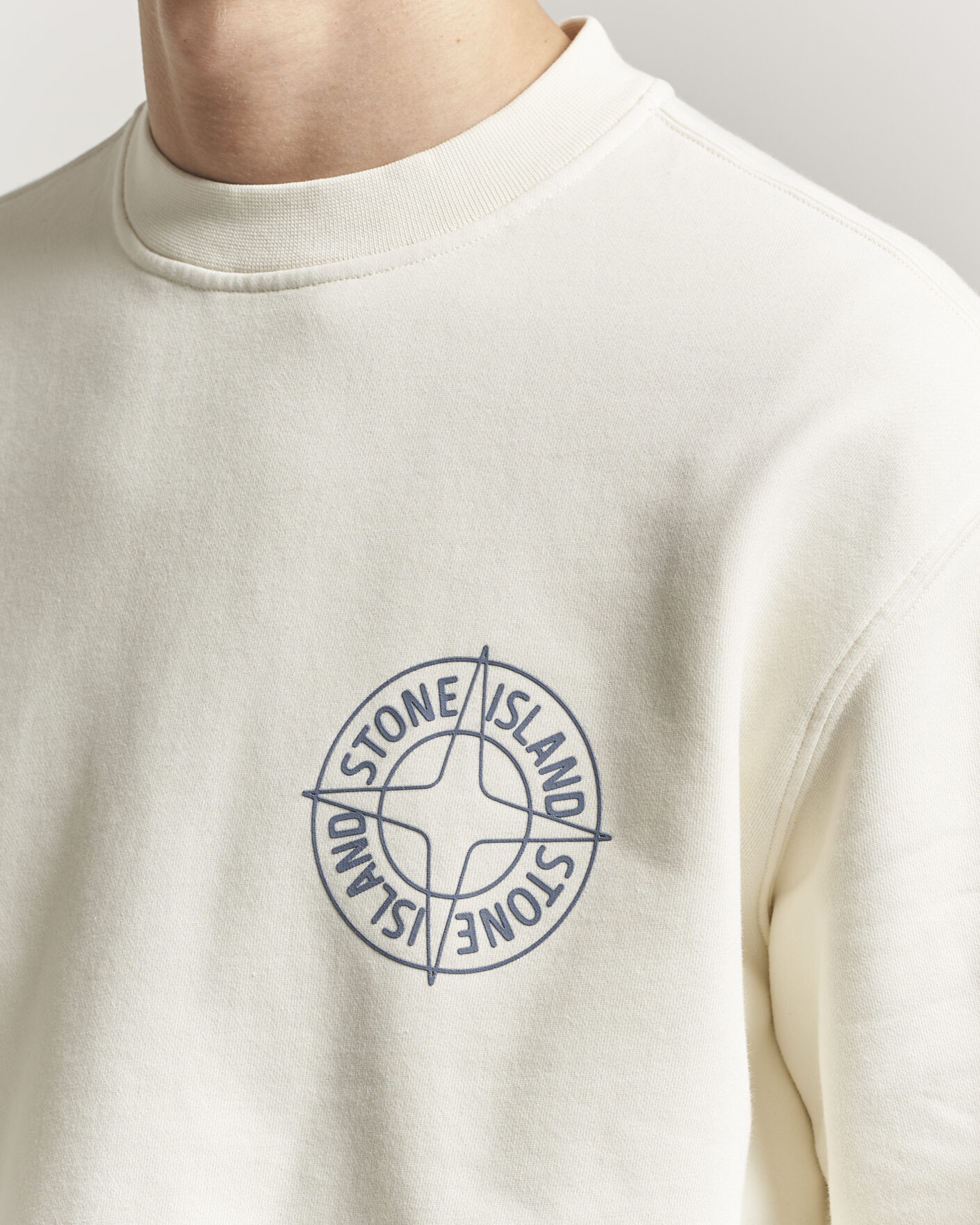 Heren | Truien | Stone Island | Cotton Fleece Printed Logo Sweatshirt Ivory