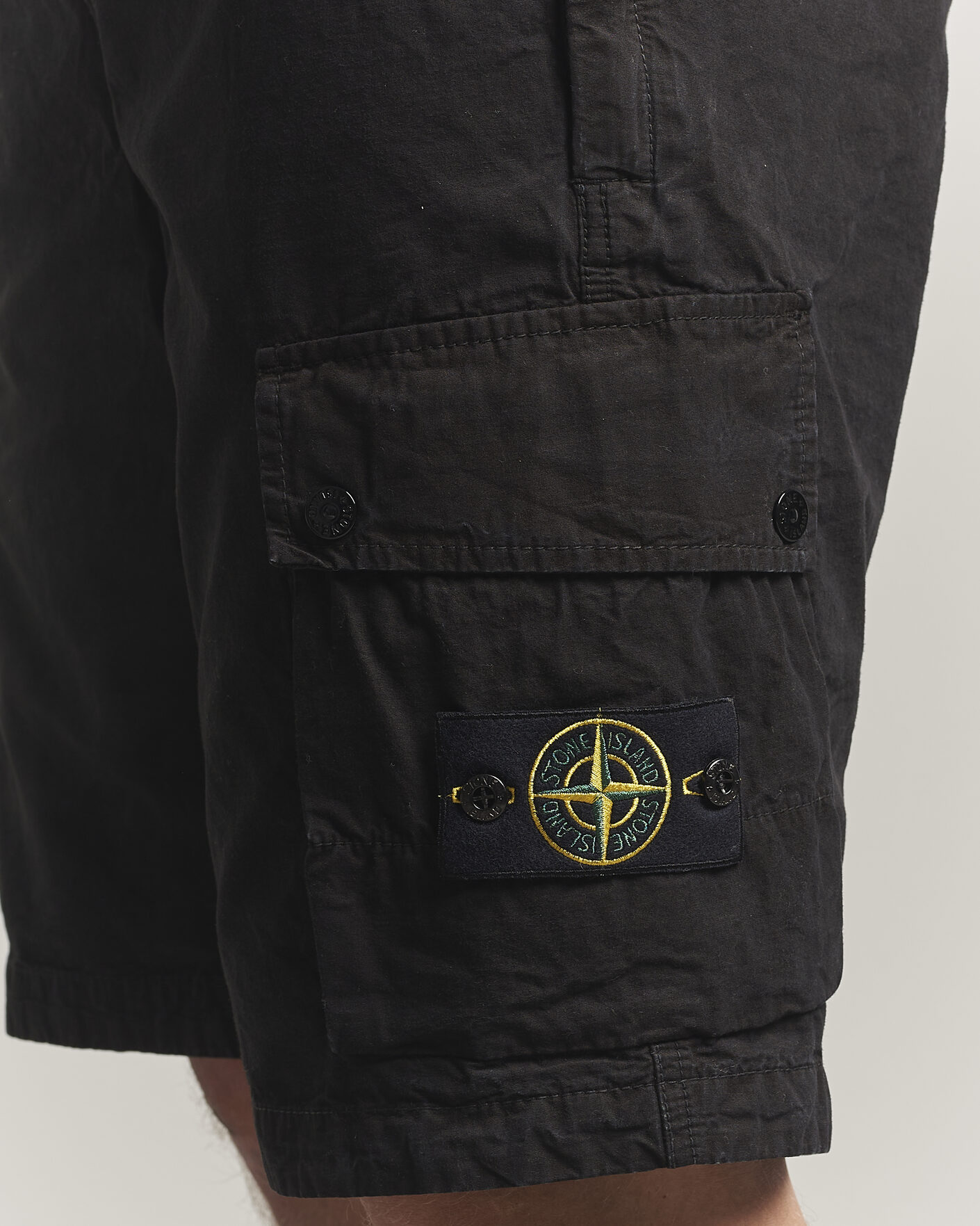 Heren | Korte broek | Stone Island | Brushed Cotton Canvas Cargo Shorts Black