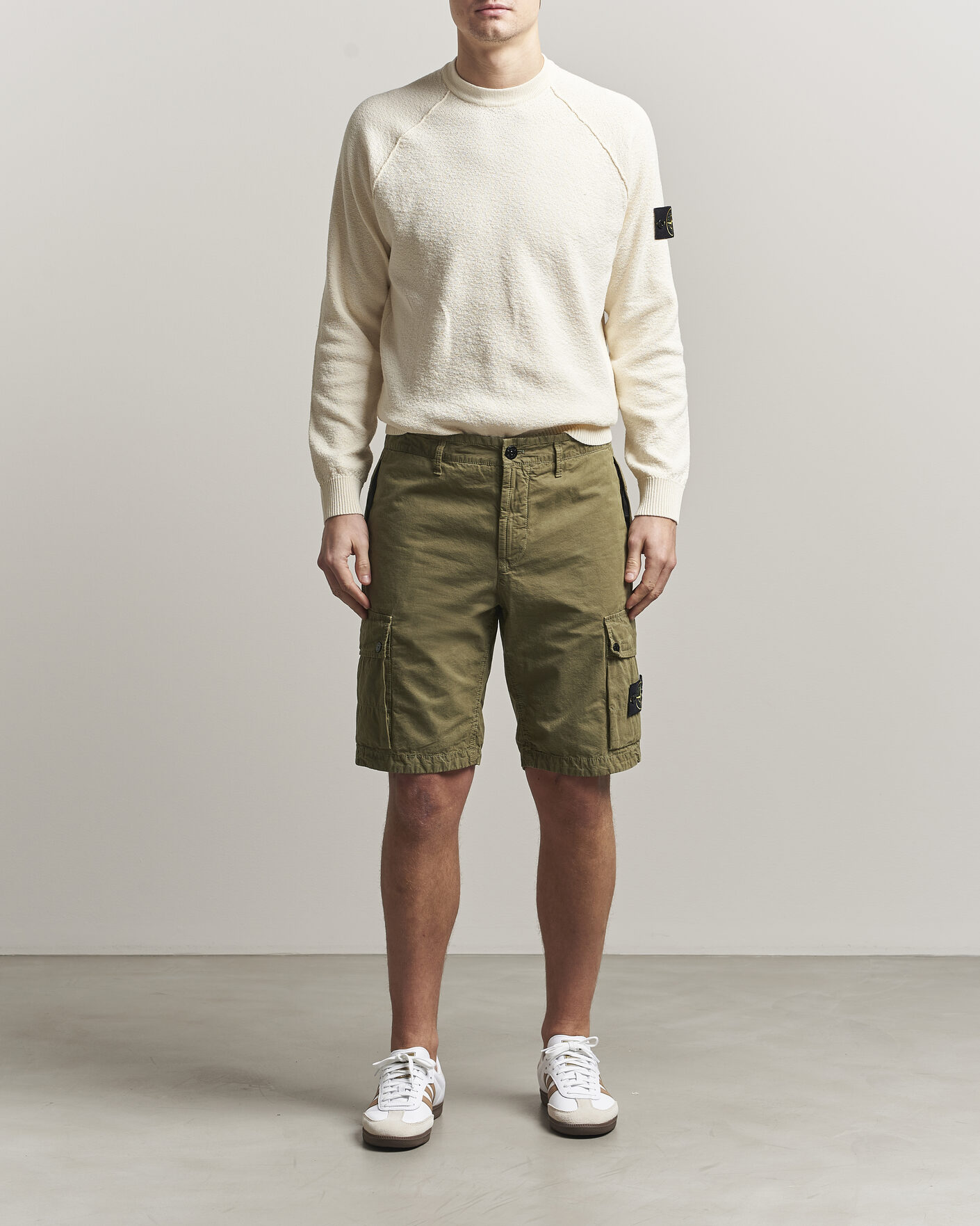 Heren | Korte broek | Stone Island | Brushed Cotton Canvas Cargo Shorts Military Green
