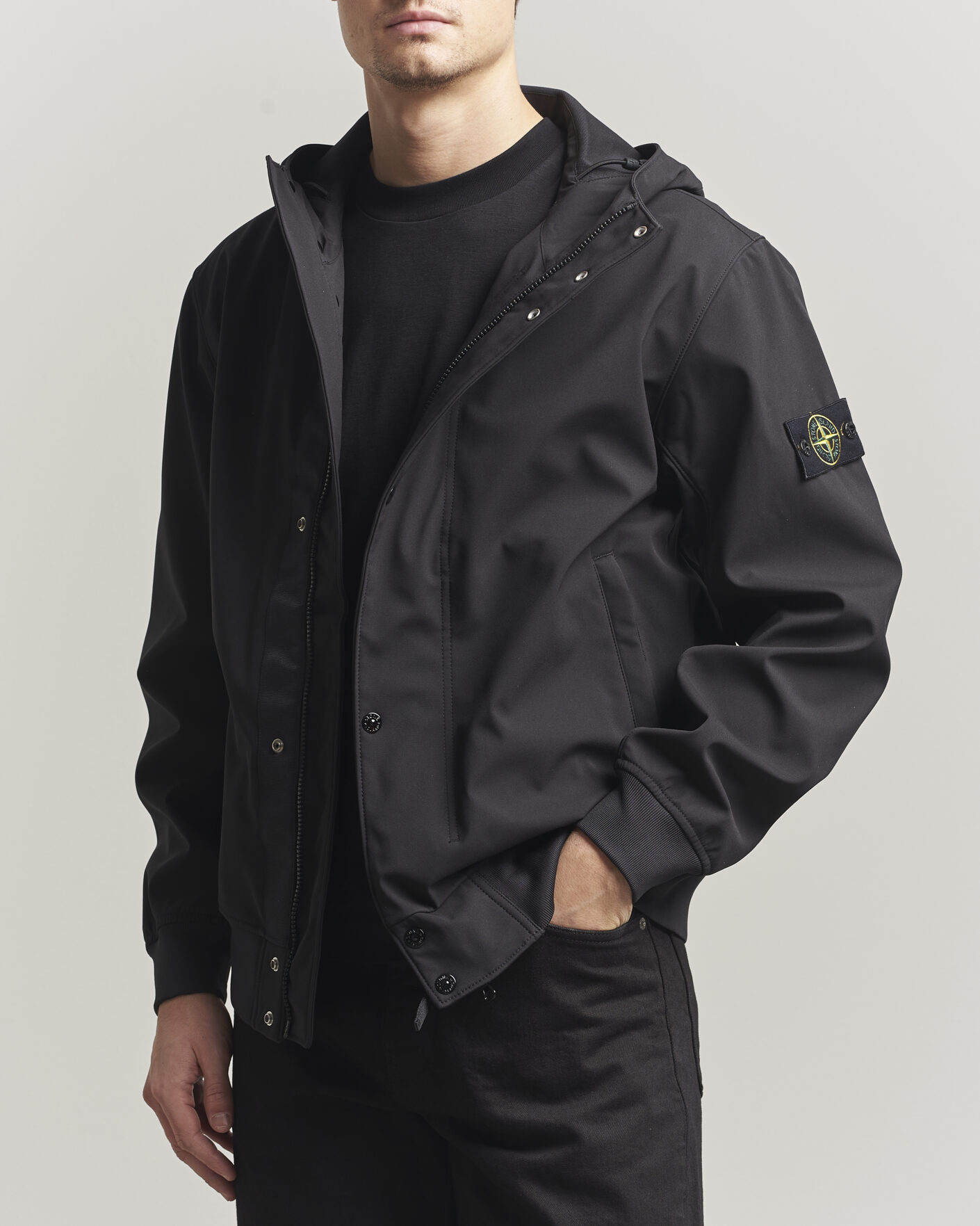 Heren | Jassen | Stone Island | Soft Shell Hooded Jacket Black