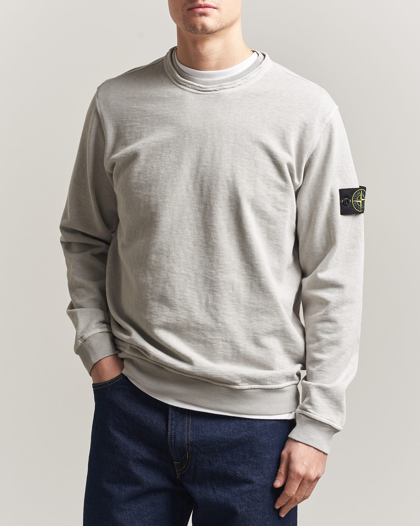 Heren | Truien | Stone Island | Old Dyed Cotton Sweatshirt Pearl Grey