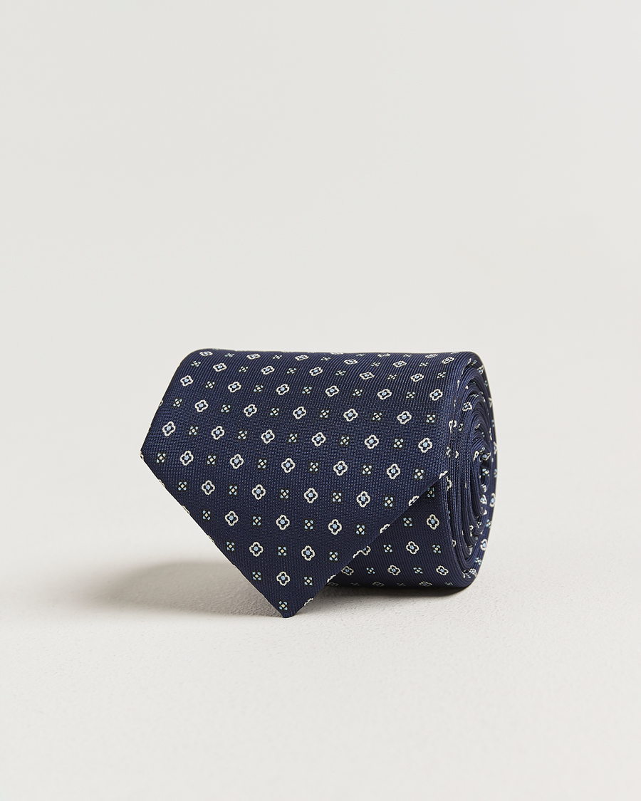 Heren | Stropdassen | E. Marinella | 3-Fold Printed Silk Tie Navy