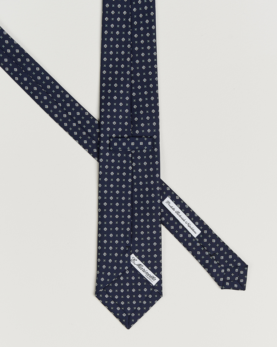 Heren | Stropdassen | E. Marinella | 3-Fold Printed Silk Tie Navy