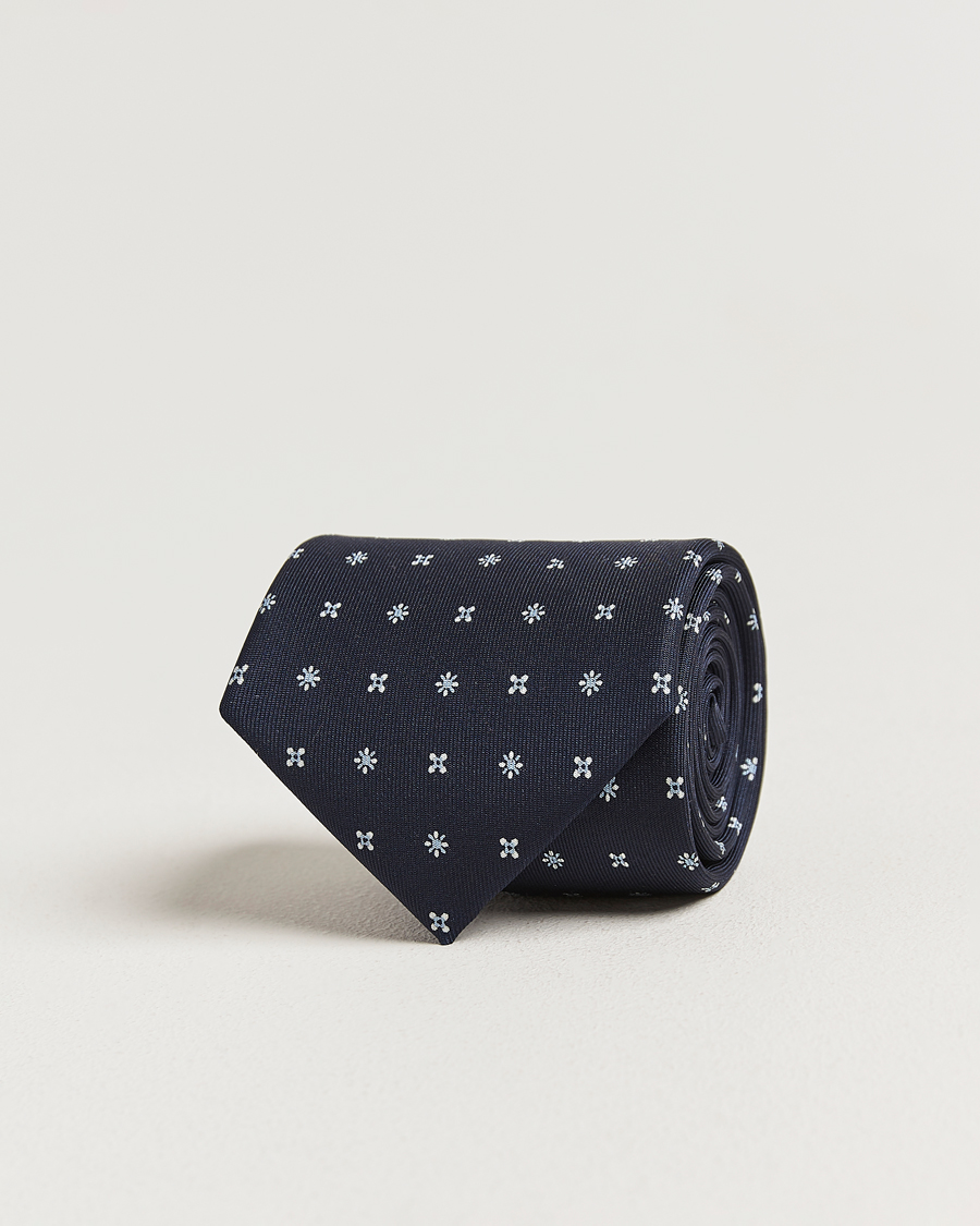 Heren | Stropdassen | E. Marinella | 3-Fold Printed Silk Tie Navy