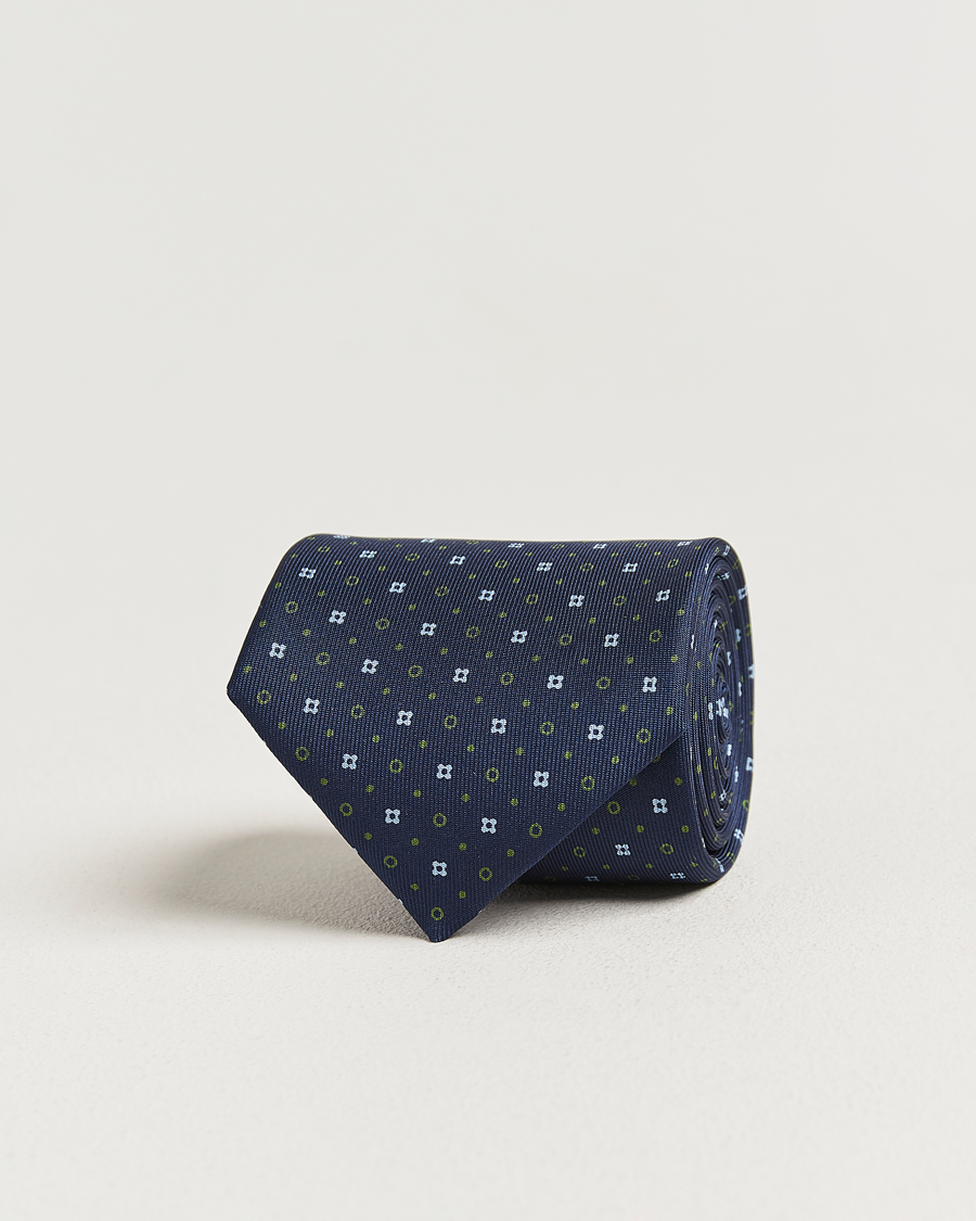 Heren | Stropdassen | E. Marinella | 3-Fold Printed Silk Tie Dark Blue