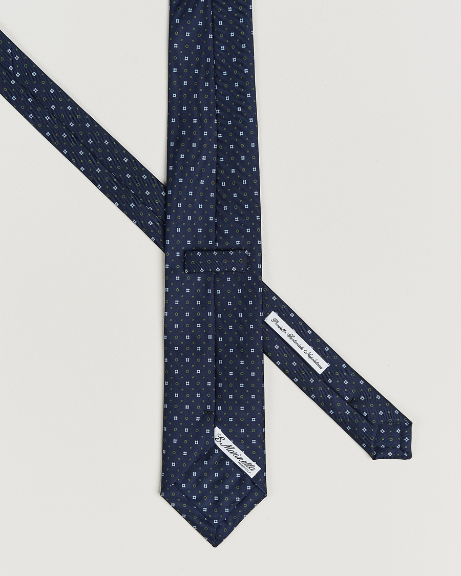 Heren | Stropdassen | E. Marinella | 3-Fold Printed Silk Tie Dark Blue