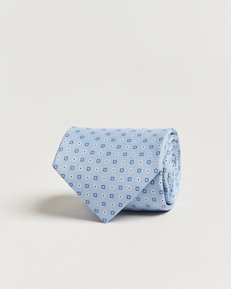 Heren | Stropdassen | E. Marinella | 3-Fold Printed Silk Tie Light Blue