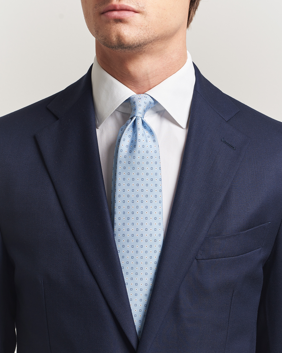 Heren | Stropdassen | E. Marinella | 3-Fold Printed Silk Tie Light Blue