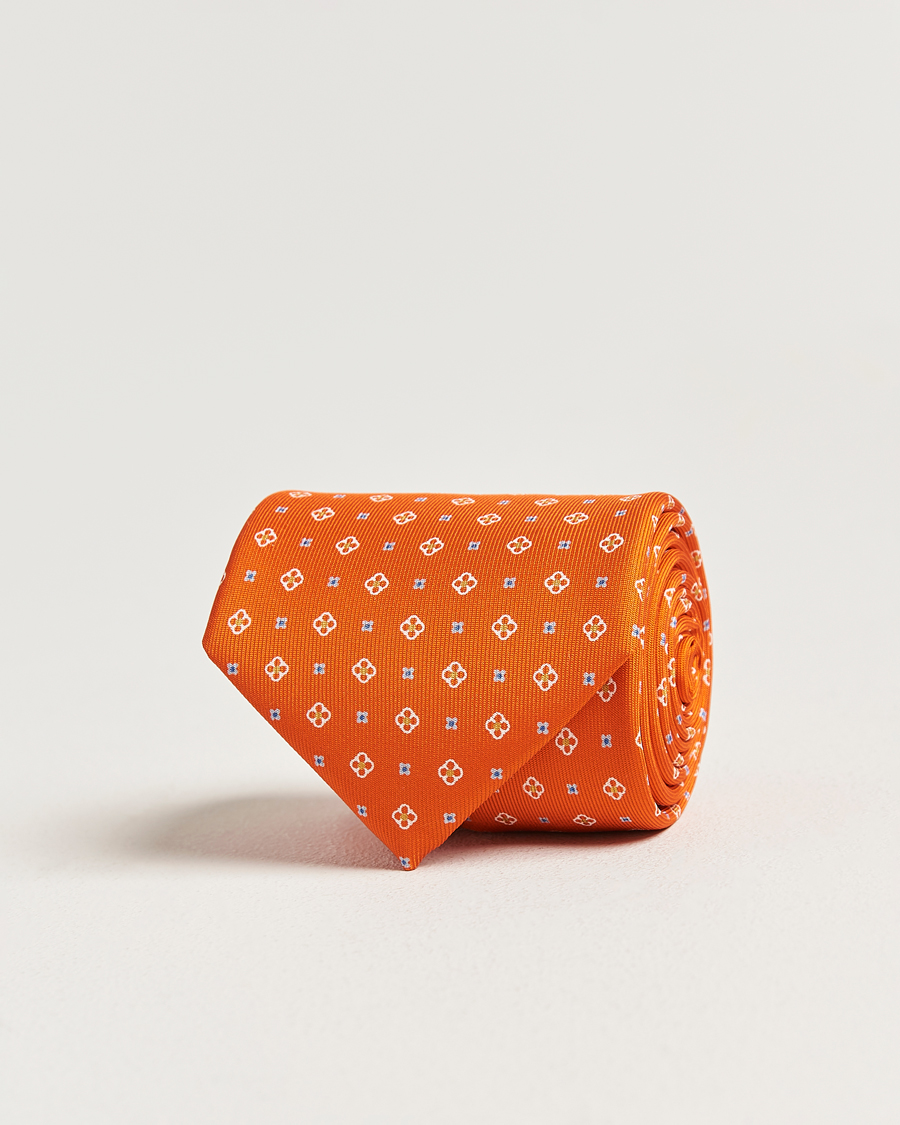 Heren | Stropdassen | E. Marinella | 3-Fold Printed Silk Tie Orange