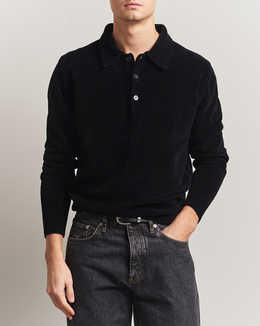 Heren | Polo's | Sunflower | Chenile Long Sleeve Polo Black