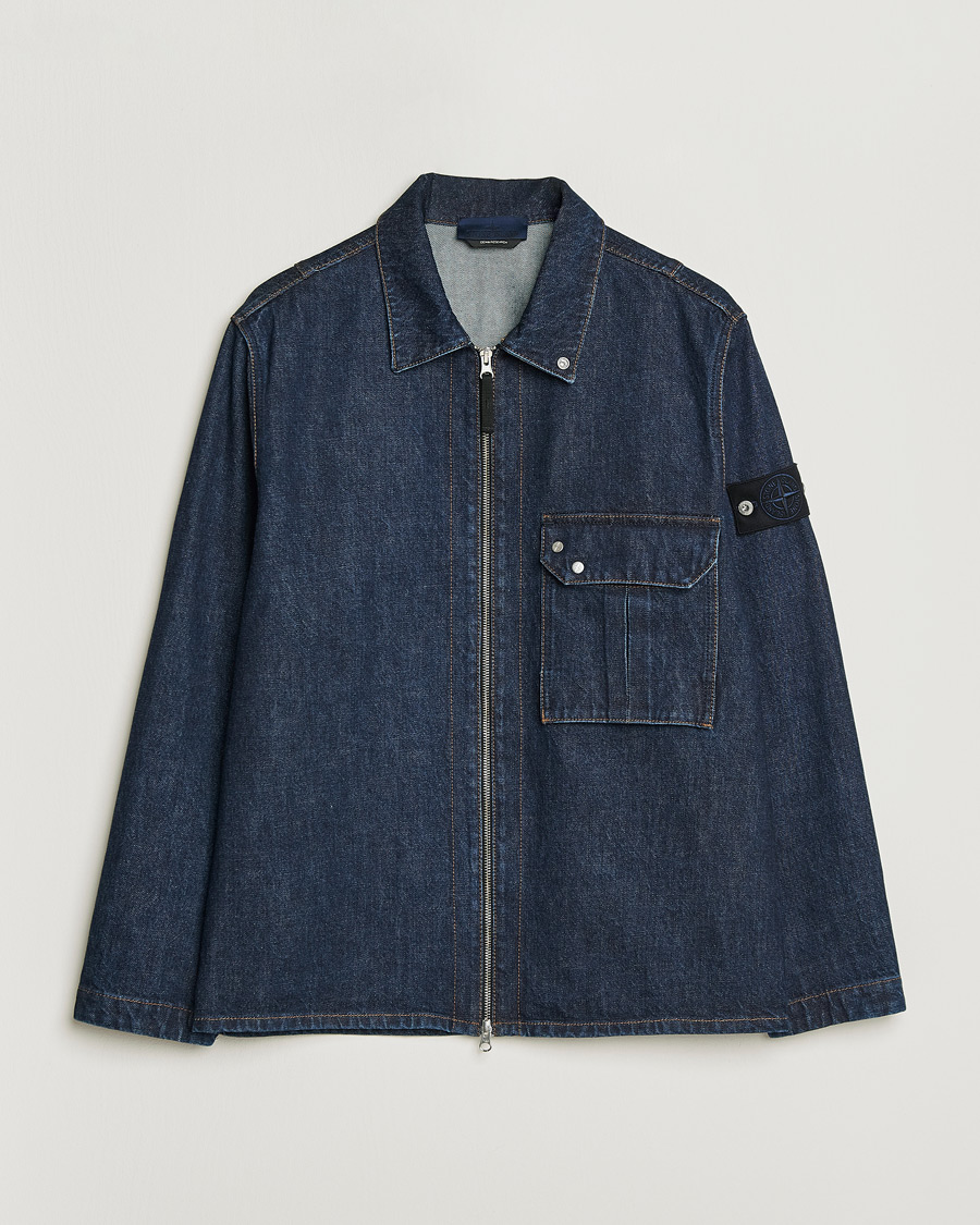 Heren | Jassen | Stone Island | Denim Zip Shirt Jacket Blue Rinse
