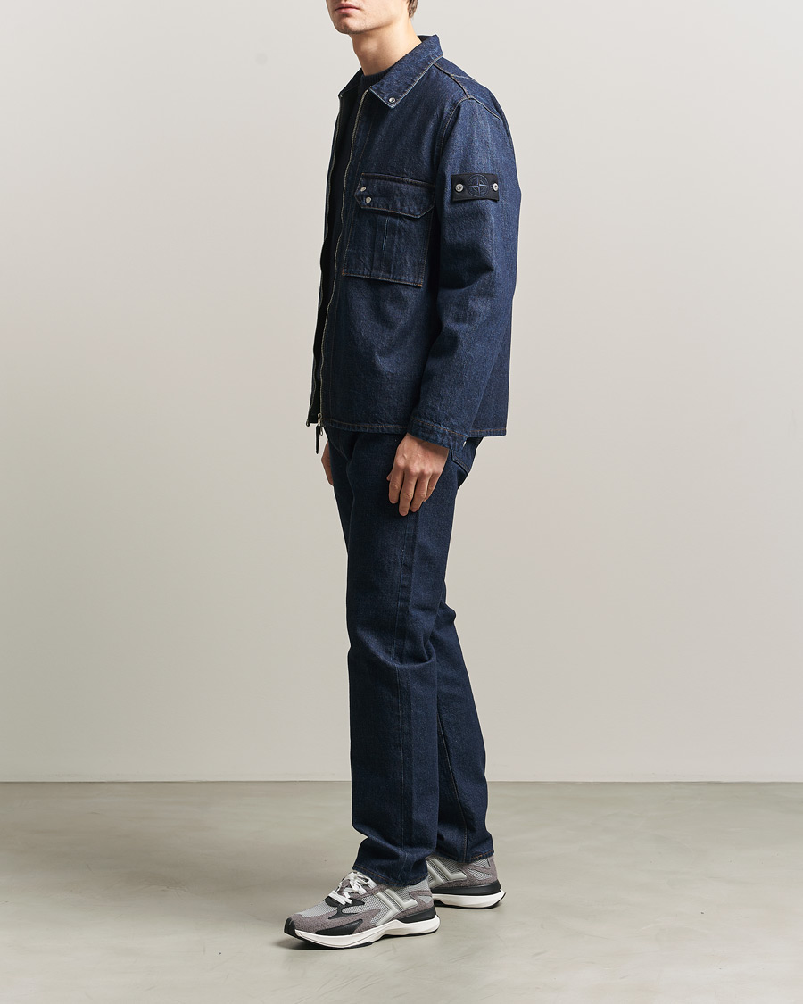 Heren | Jassen | Stone Island | Denim Zip Shirt Jacket Blue Rinse
