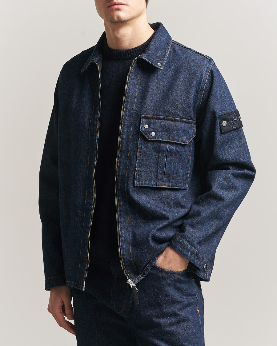 Heren | Jassen | Stone Island | Denim Zip Shirt Jacket Blue Rinse