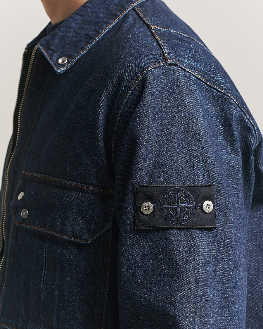 Heren | Jassen | Stone Island | Denim Zip Shirt Jacket Blue Rinse