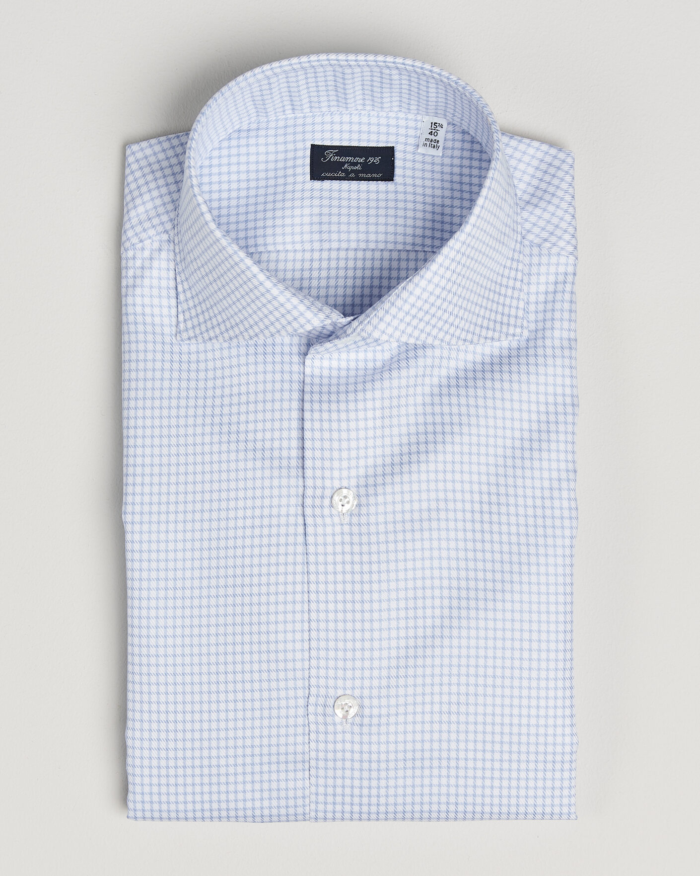 Heren | Overhemden | Finamore Napoli | Milano Slim Twill Shirt Light Blue Check