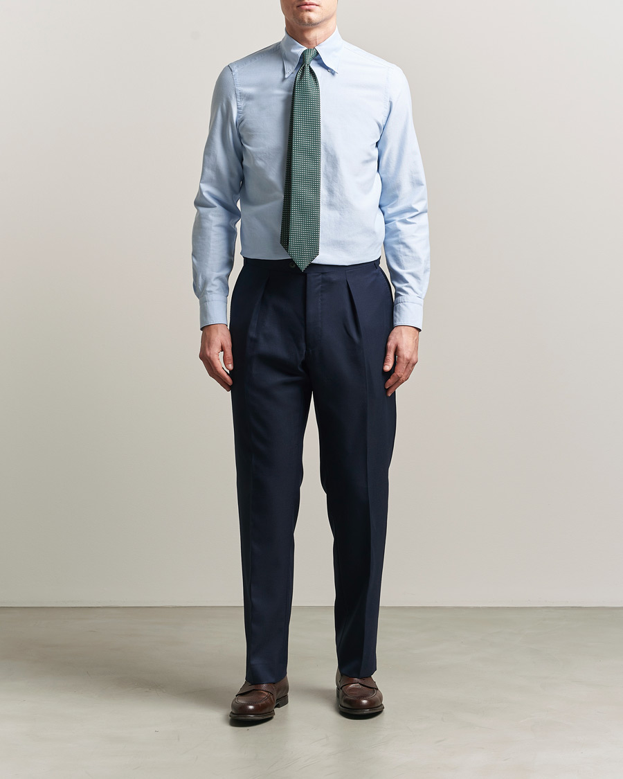 Heren | Overhemden | Finamore Napoli | Gaeta Oxford Button Down Shirt Light Blue