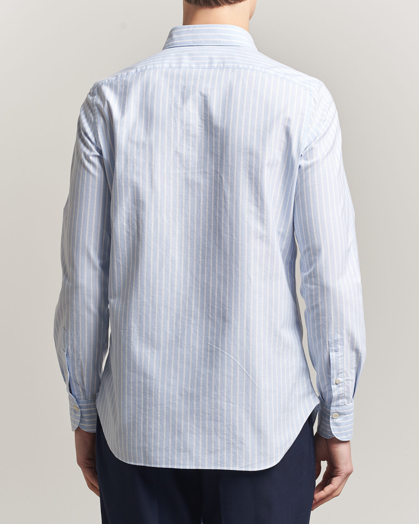 Heren | Overhemden | Finamore Napoli | Gaeta Pinpoint Oxford Shirt Light Blue Stripe