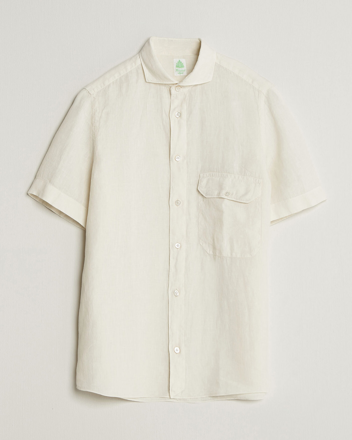 Heren | Overhemden | Finamore Napoli | Linen Short Sleeve Sport Shirt Off White