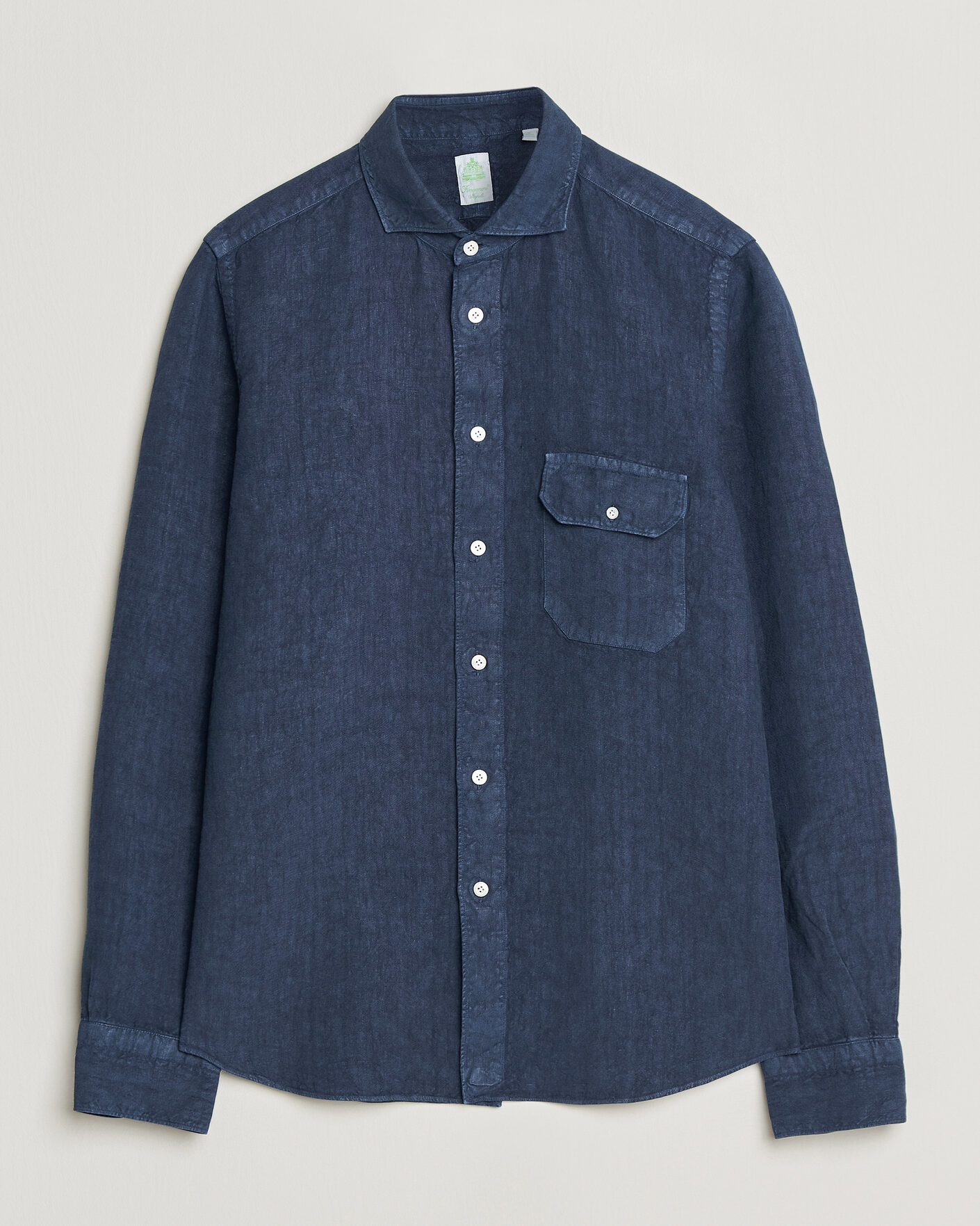 Heren | Overhemden | Finamore Napoli | Salina Garment Dyed Linen Overshirt Navy