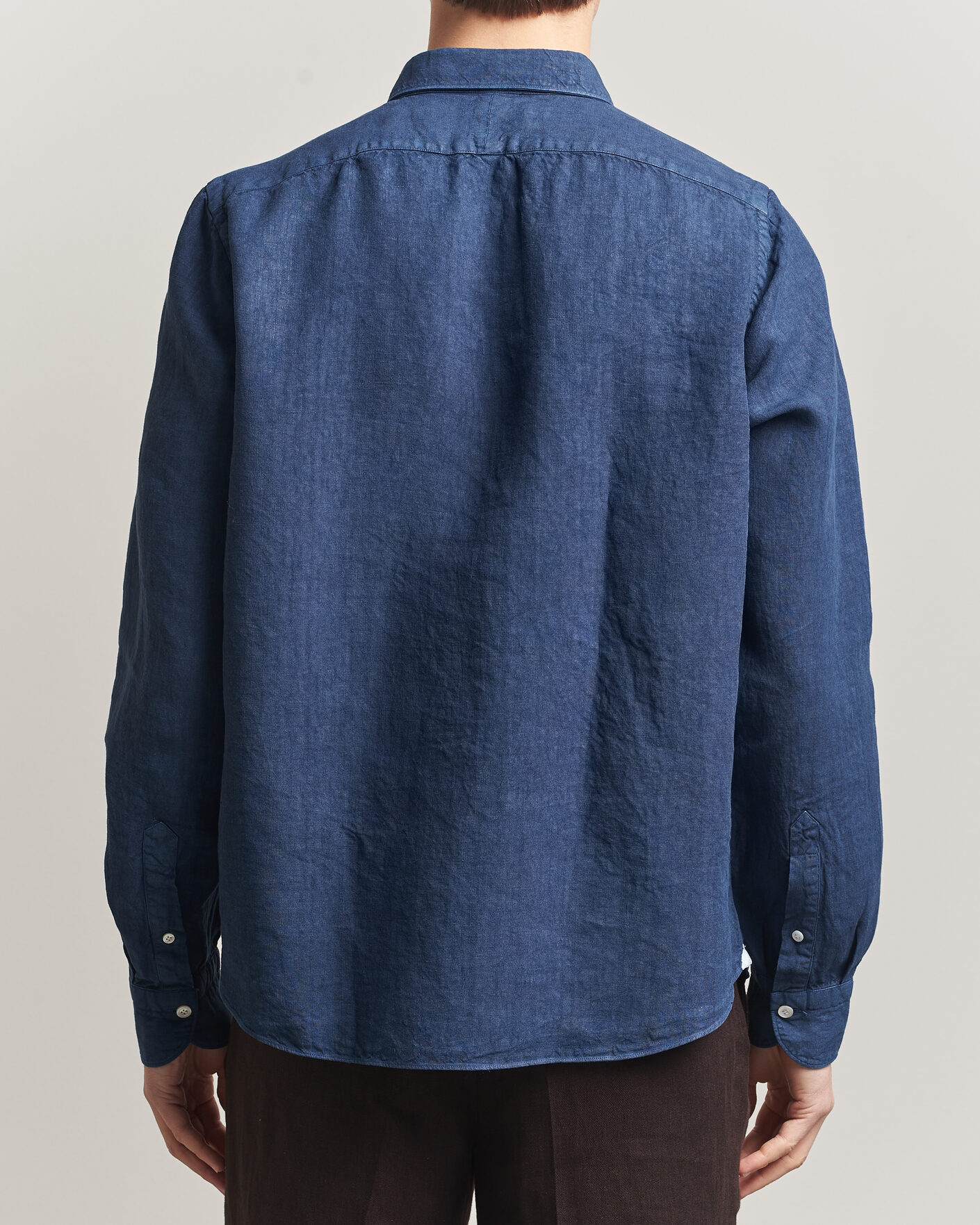 Heren | Overhemden | Finamore Napoli | Salina Garment Dyed Linen Overshirt Navy