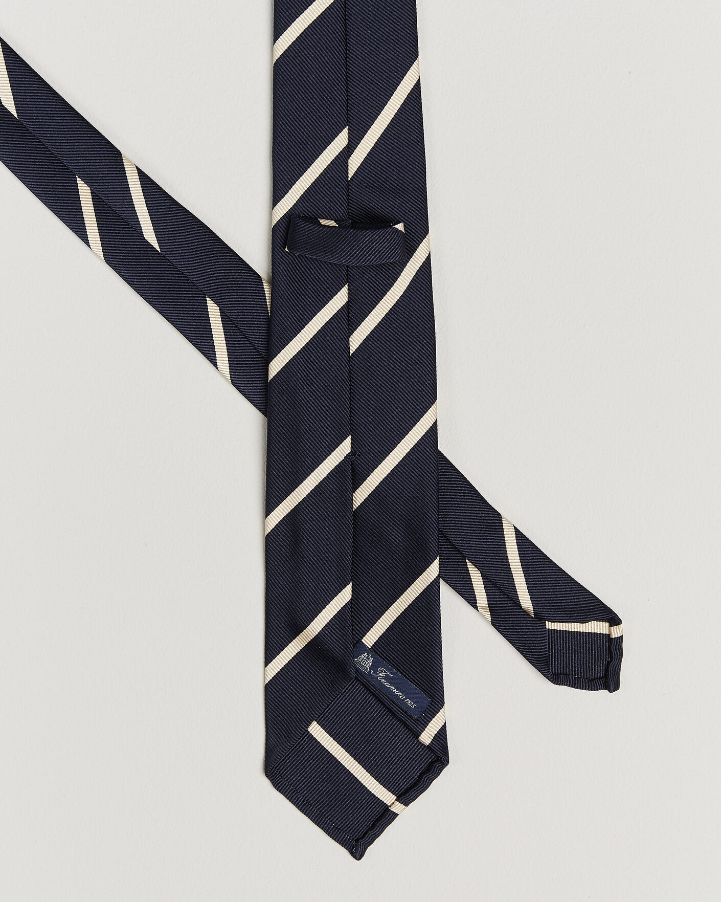 Heren | Stropdassen | Finamore Napoli | Regimental Stripe Silk Tie Navy/White