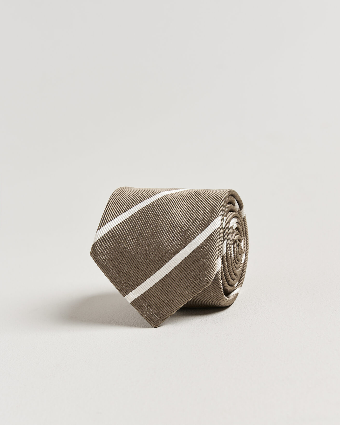 Heren | Stropdassen | Finamore Napoli | Regimental Stripe Silk Tie Olive/White