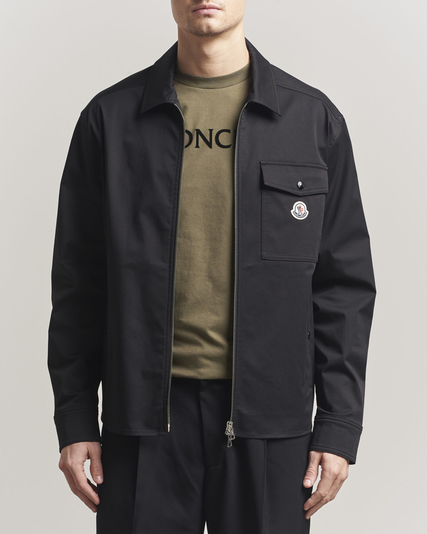 Heren | Overhemden | Moncler | Zip Overshirt Black