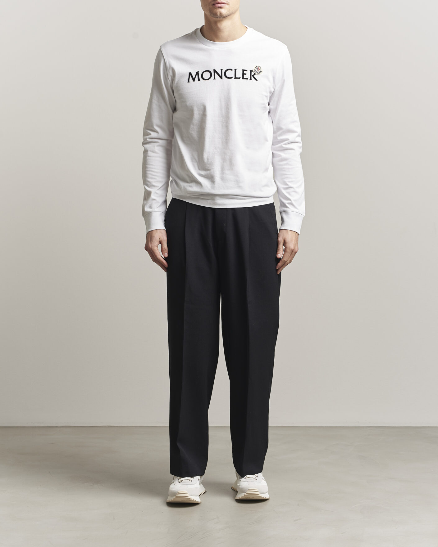 Heren | T-shirts | Moncler | Lettering Logo Long Sleeve T-Shirt White