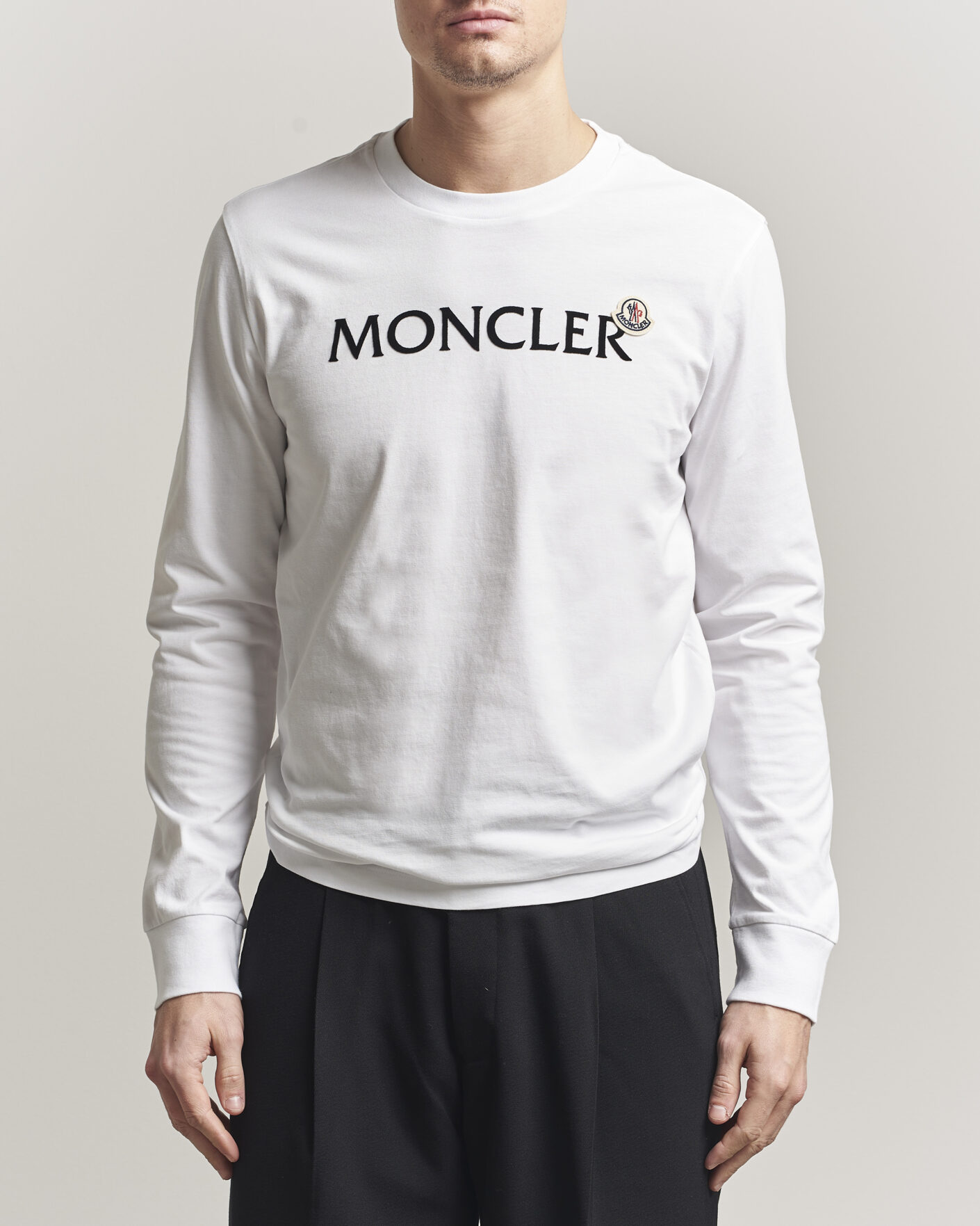 Heren | T-shirts | Moncler | Lettering Logo Long Sleeve T-Shirt White