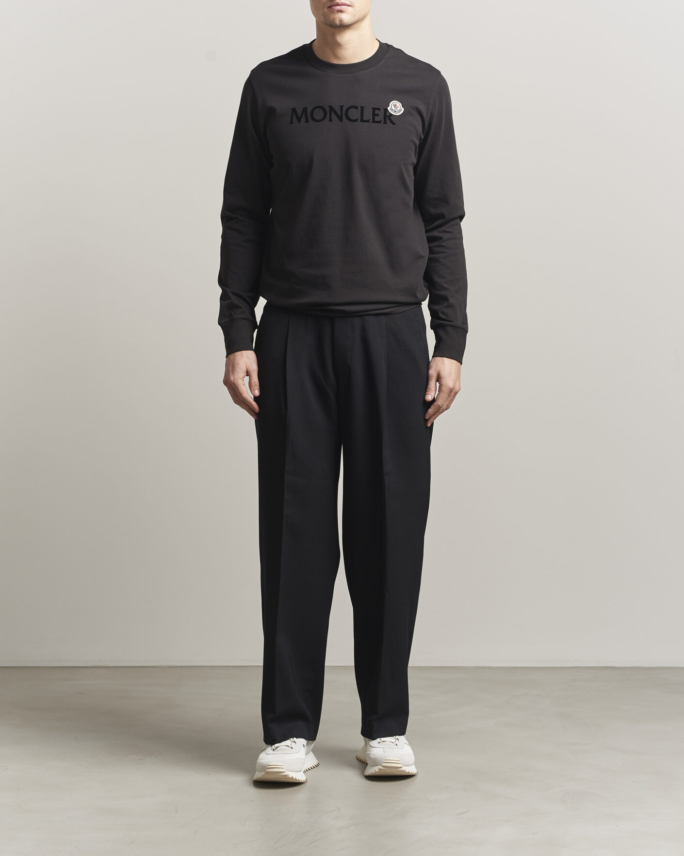 Heren | T-shirts | Moncler | Lettering Logo Long Sleeve T-Shirt Black