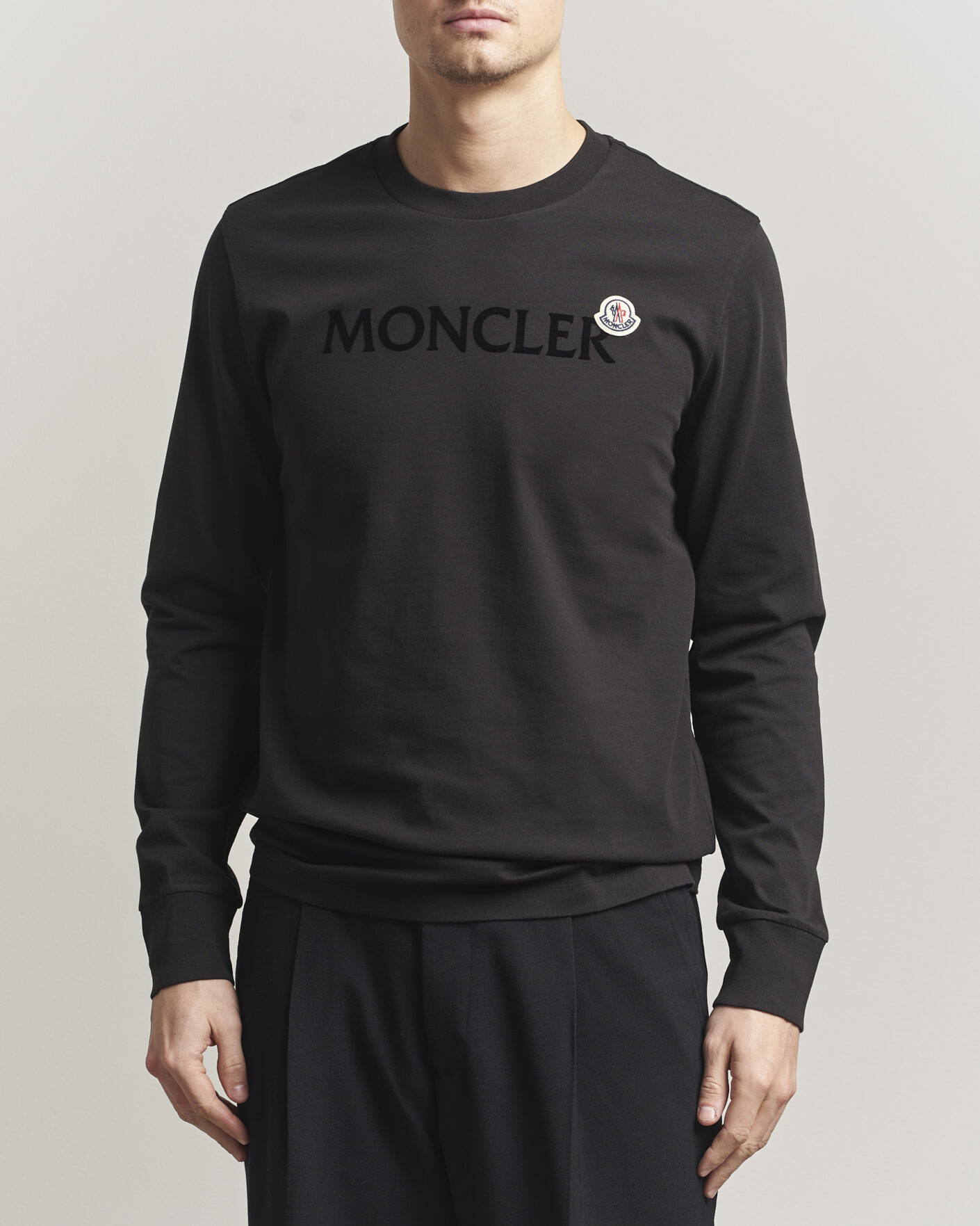 Heren | T-shirts | Moncler | Lettering Logo Long Sleeve T-Shirt Black