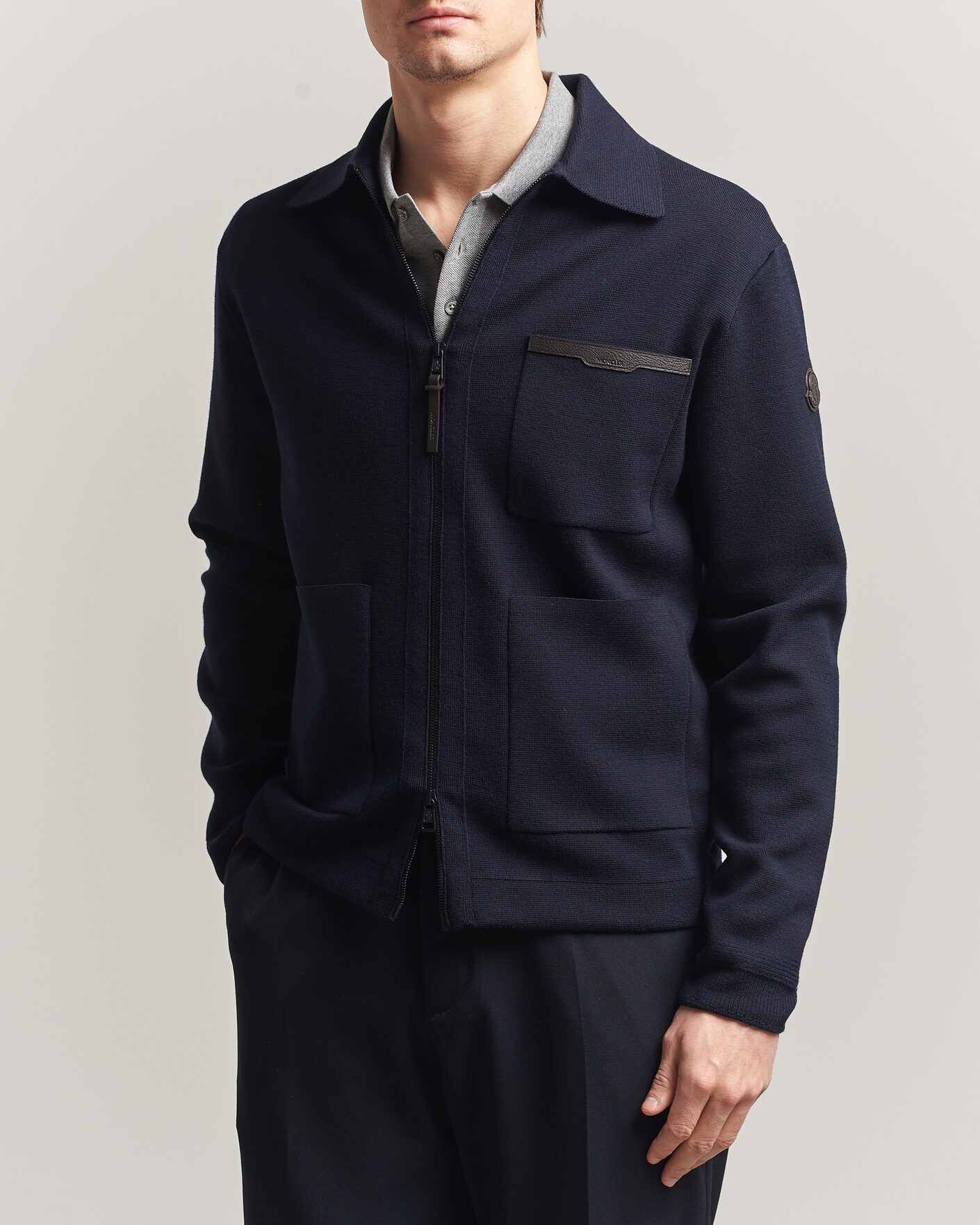 Heren | Truien | Moncler | Zip Wool Cardigan Navy