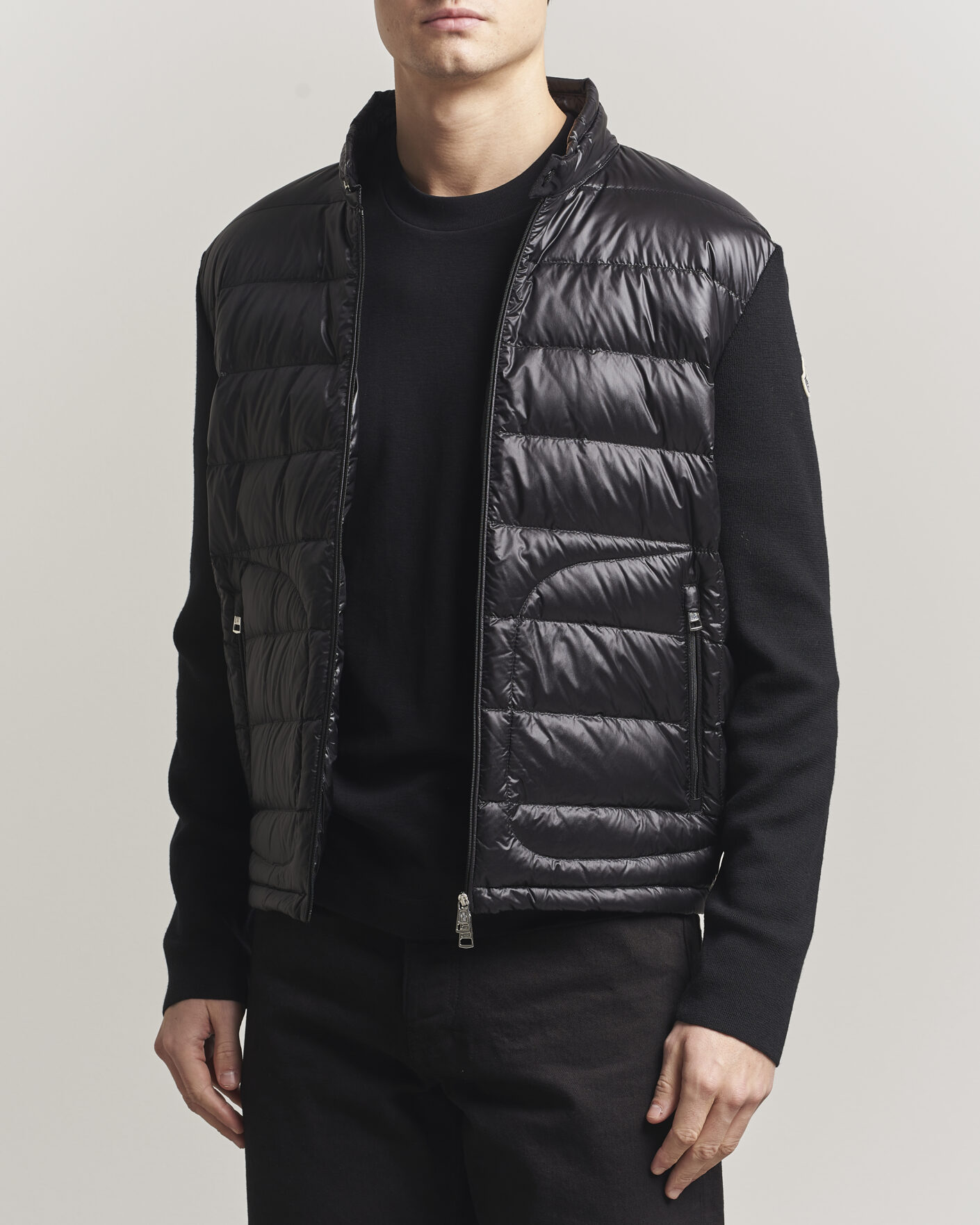Heren | Jassen | Moncler | Hybrid Laque Zip Cardigan Black