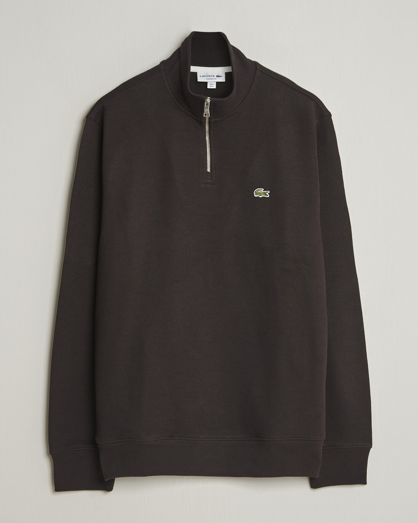 Heren | Truien | Lacoste | Rib Interlock Half Zip Buffle Brown