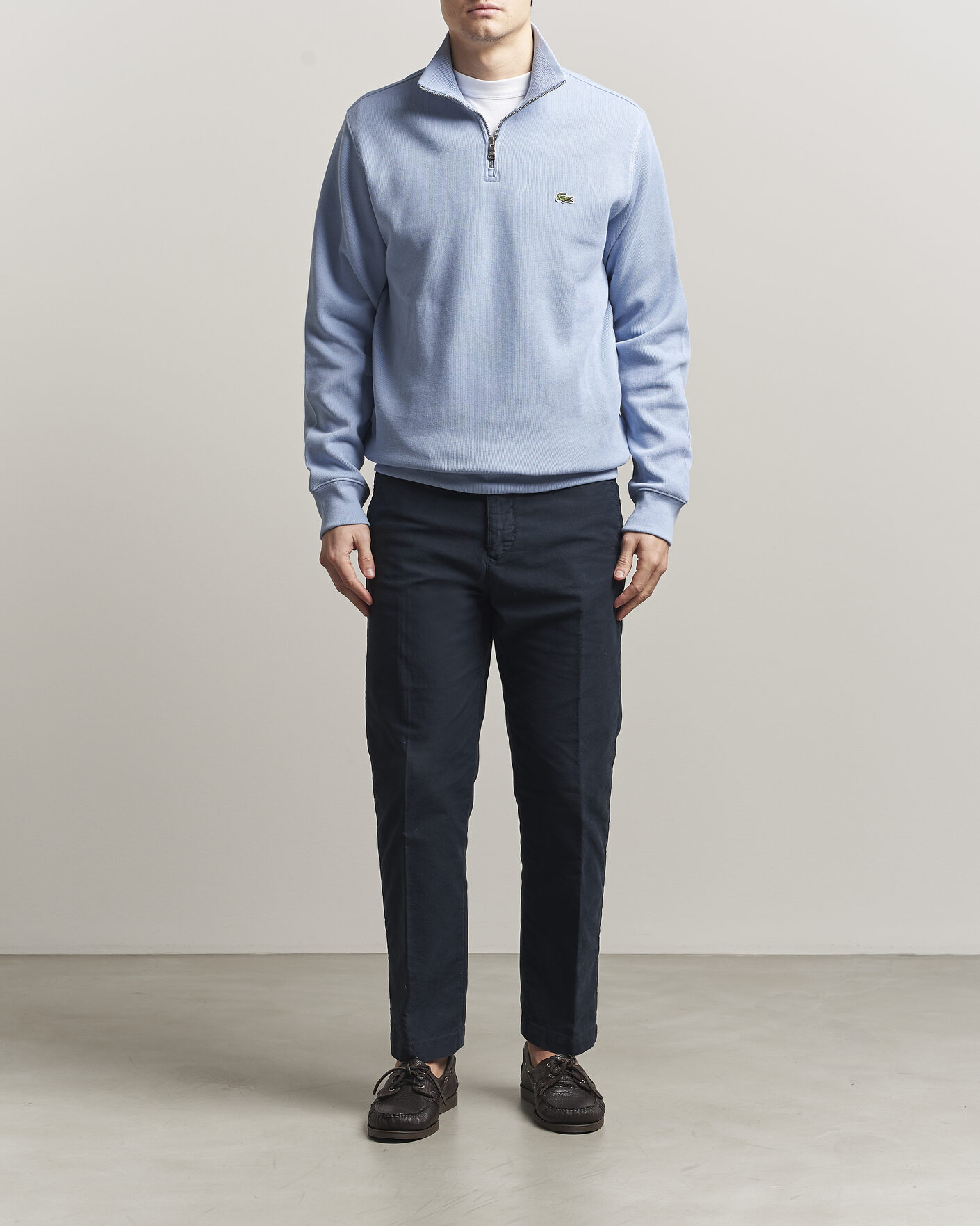 Heren | Truien | Lacoste | Rib Interlock Half Zip Aphylla Blue