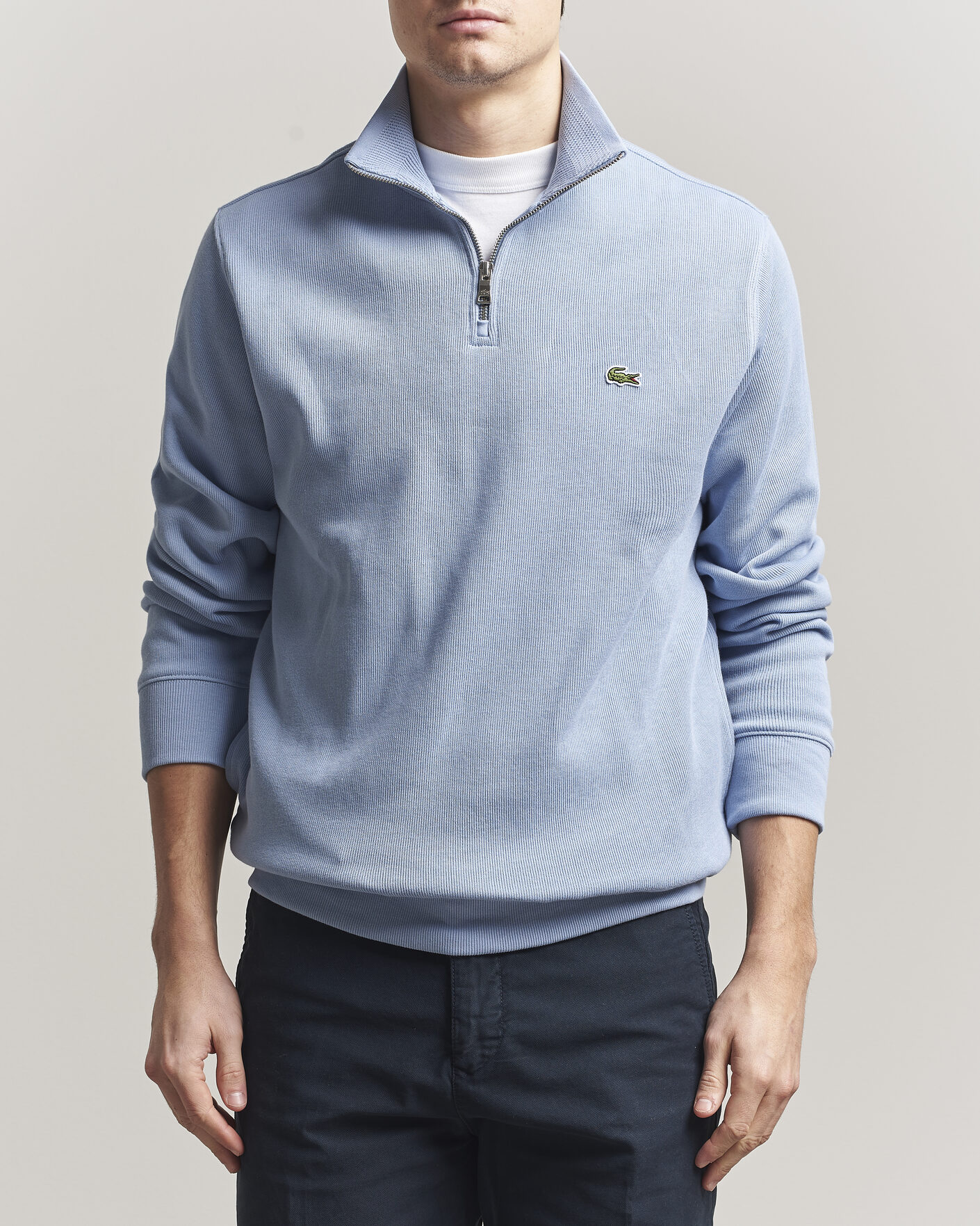 Heren | Truien | Lacoste | Rib Interlock Half Zip Aphylla Blue