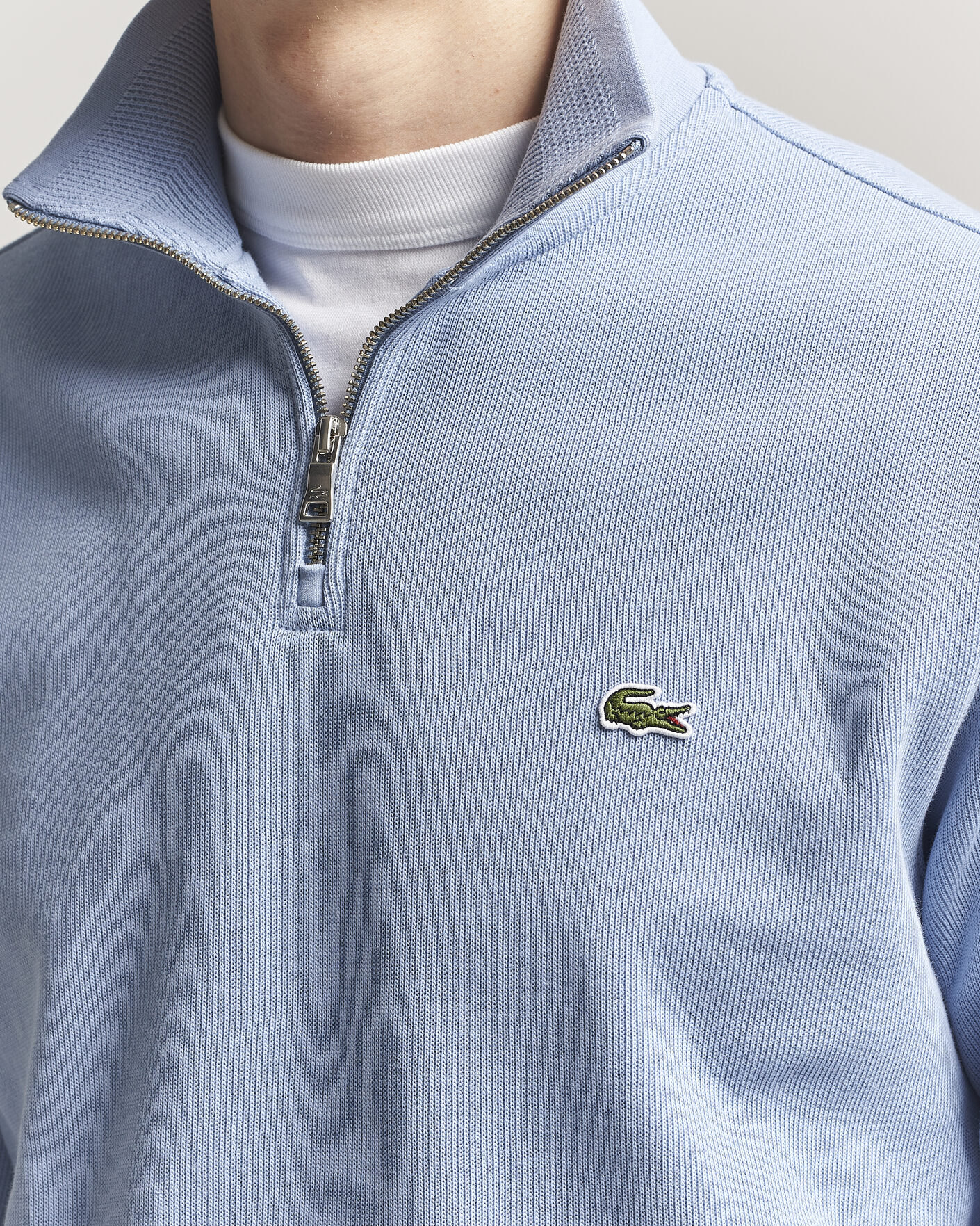 Heren | Truien | Lacoste | Rib Interlock Half Zip Aphylla Blue