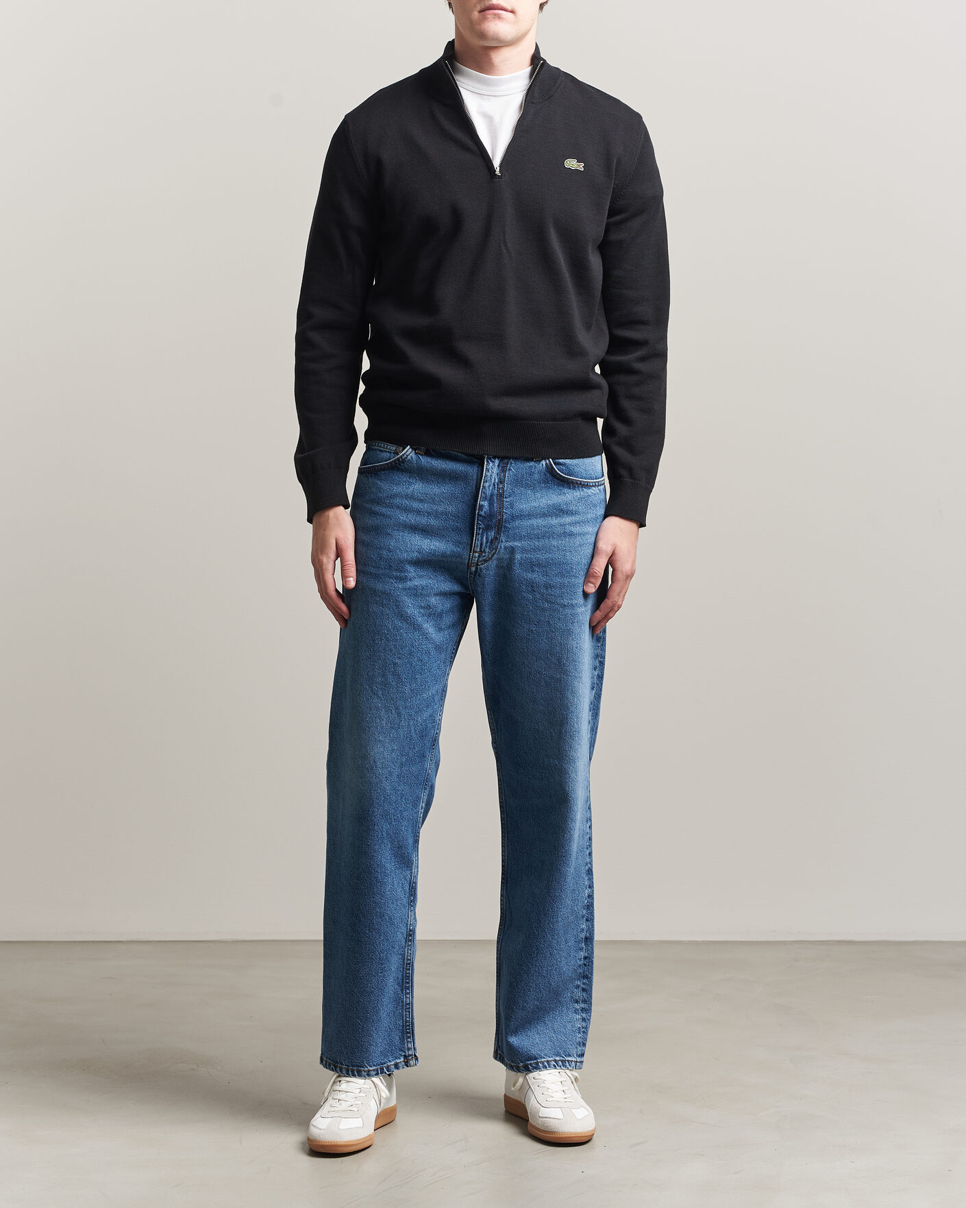 Heren | Truien | Lacoste | Cotton Knitted Half Zip Black