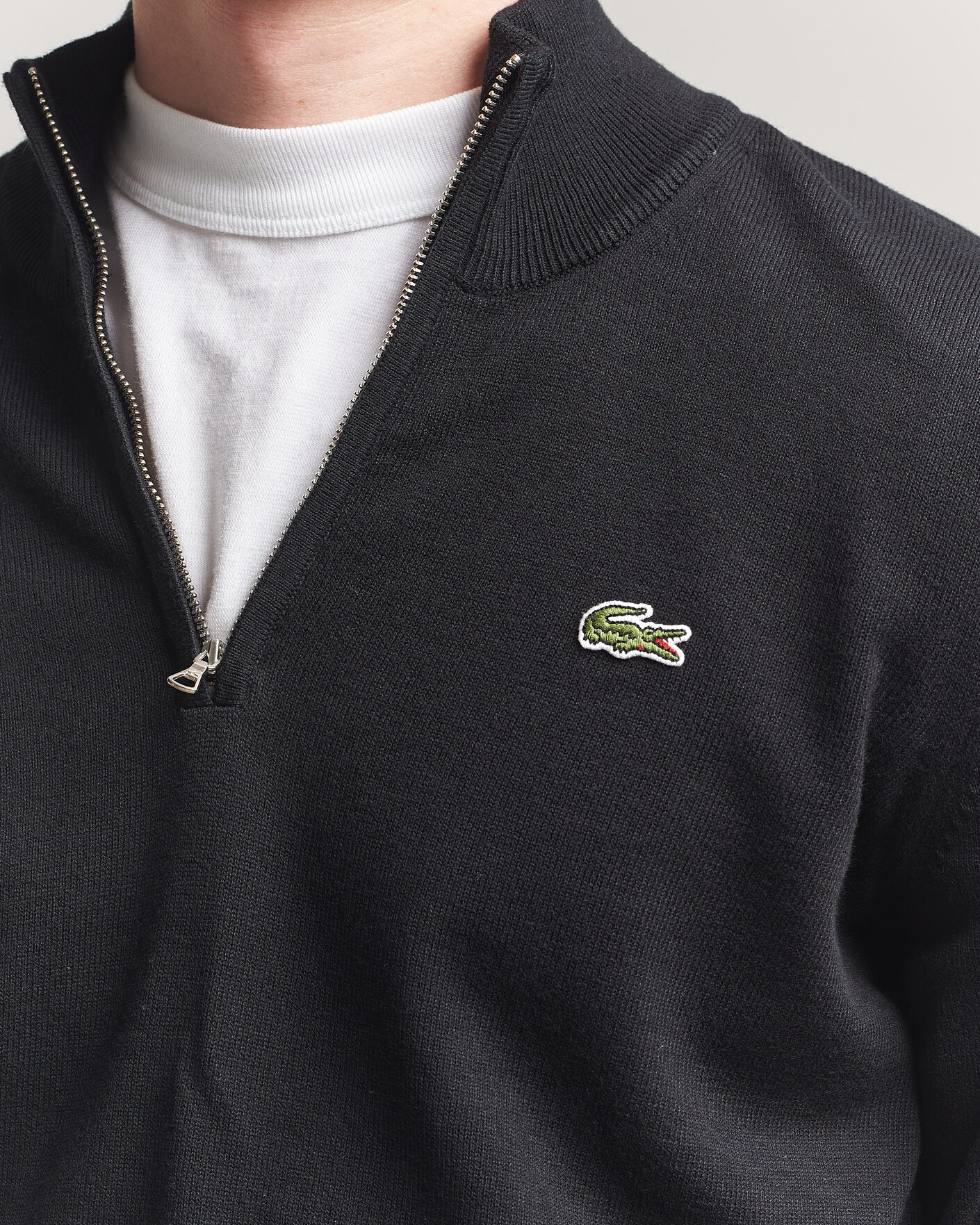 Heren | Truien | Lacoste | Cotton Knitted Half Zip Black