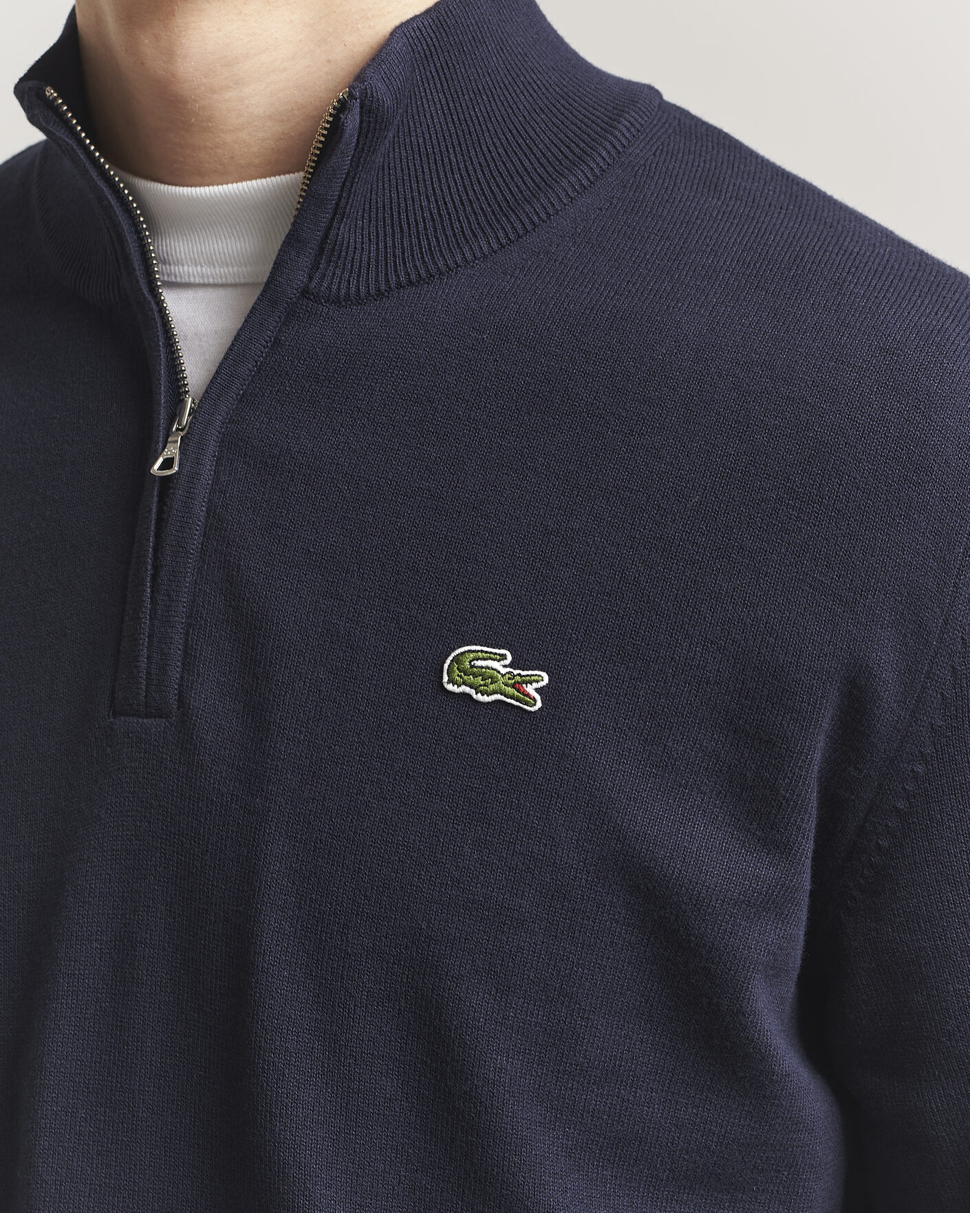 Heren | Truien | Lacoste | Cotton Knitted Half Zip Navy Blue